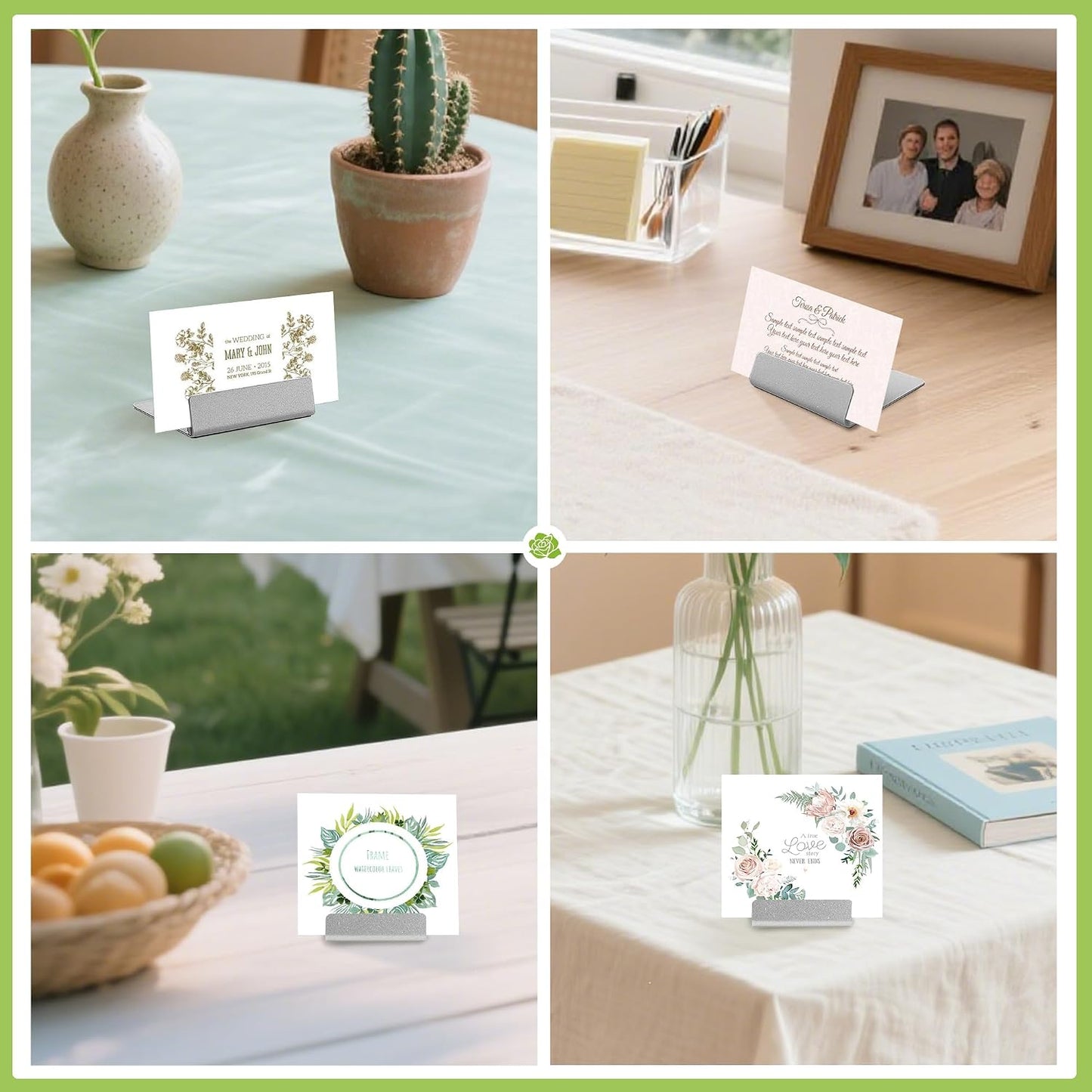 Urban Deco 24PK Table Card Holder Metal Place Card Holders Steel Card Holders for Photos, Food Signs, Memo Notes