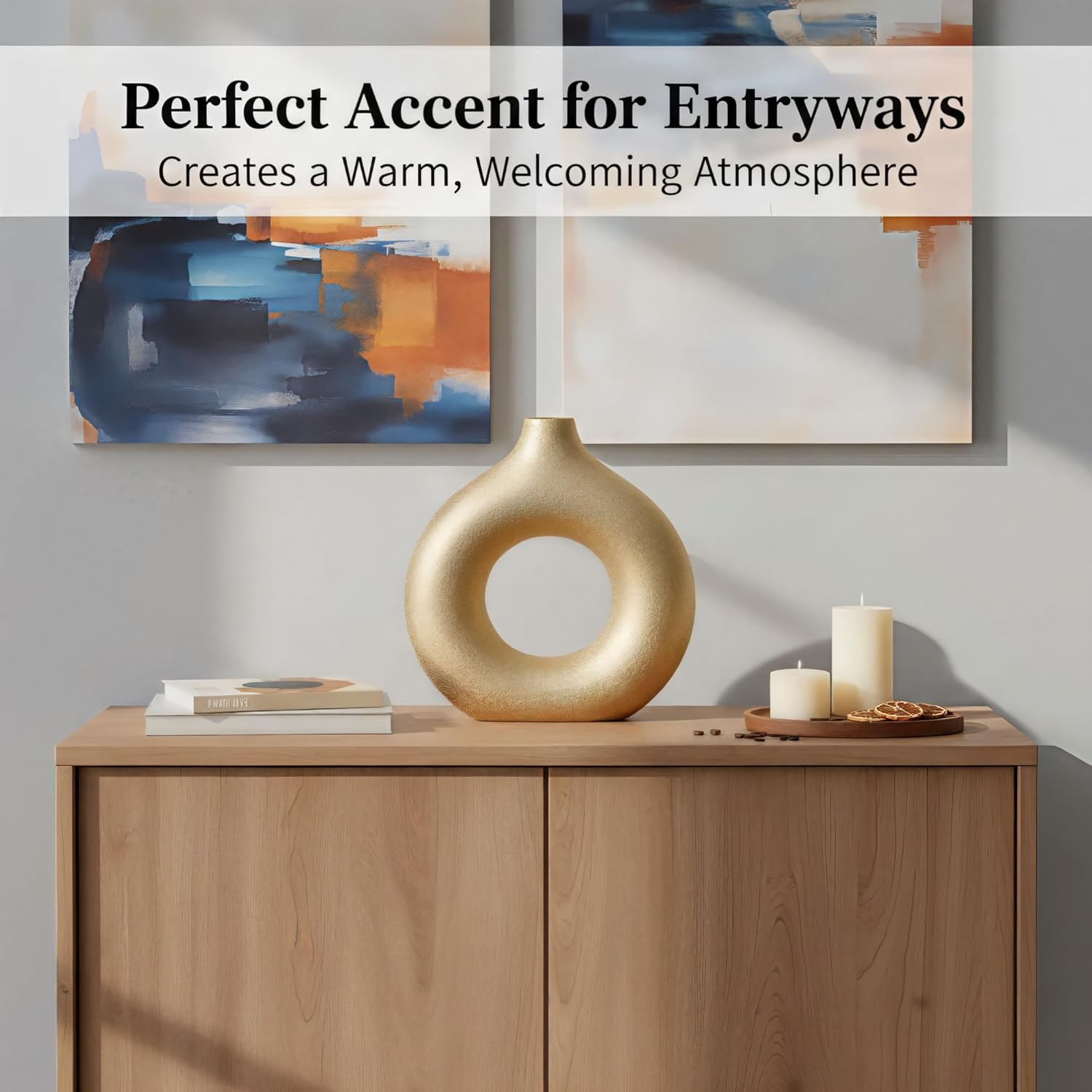 Modern Vase / Modern Donut-Shaped Decorative Vases / Gold / Small