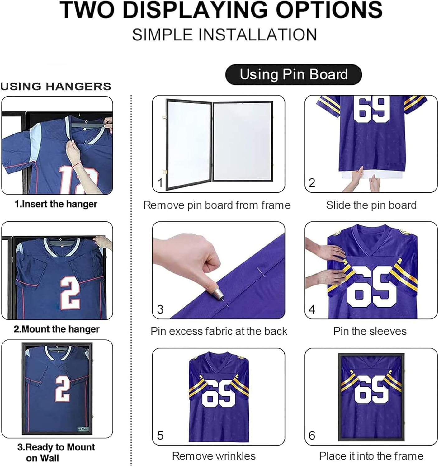 Grintus Jersey Frame Display Case, Black Shadow Box for Sports Jerseys,1P | Wall Mount, Black Jersey Shadow Box,Golden