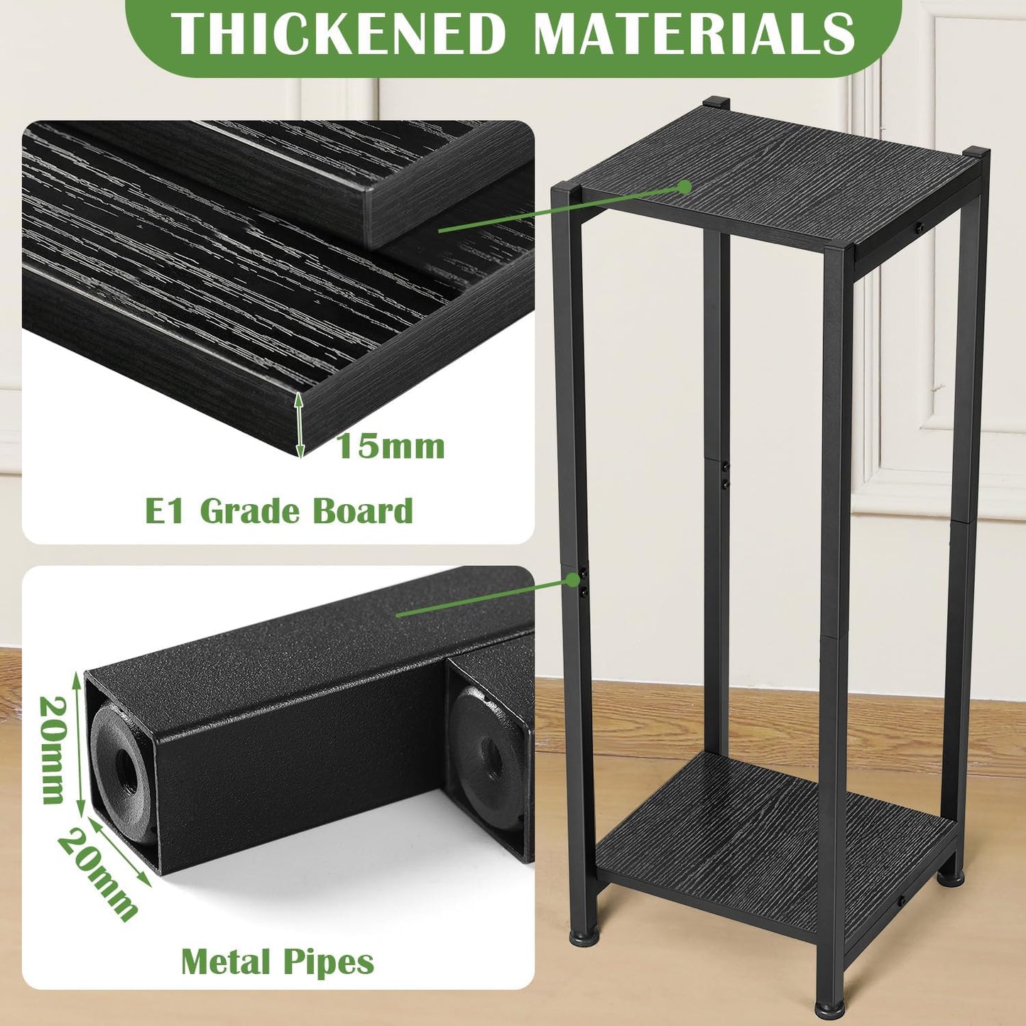 Dipion 31 Inch Tall Plant Stand Indoor,2 Tier Pedestal Stand Table,Black | Rock-Solid Stability,Adjustable