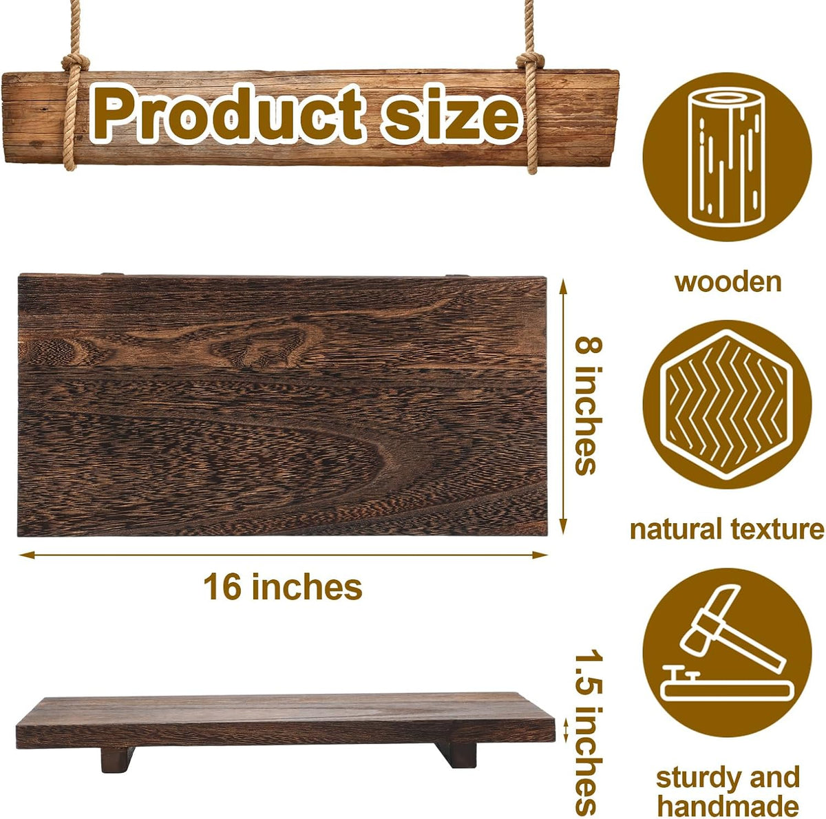 Nuogo Wood Pedestal Riser Stand for Kitchen Soap Tray,16 X 8 Inch,Brown | Rustic Wooden Soap Holder for Kitchen Sink