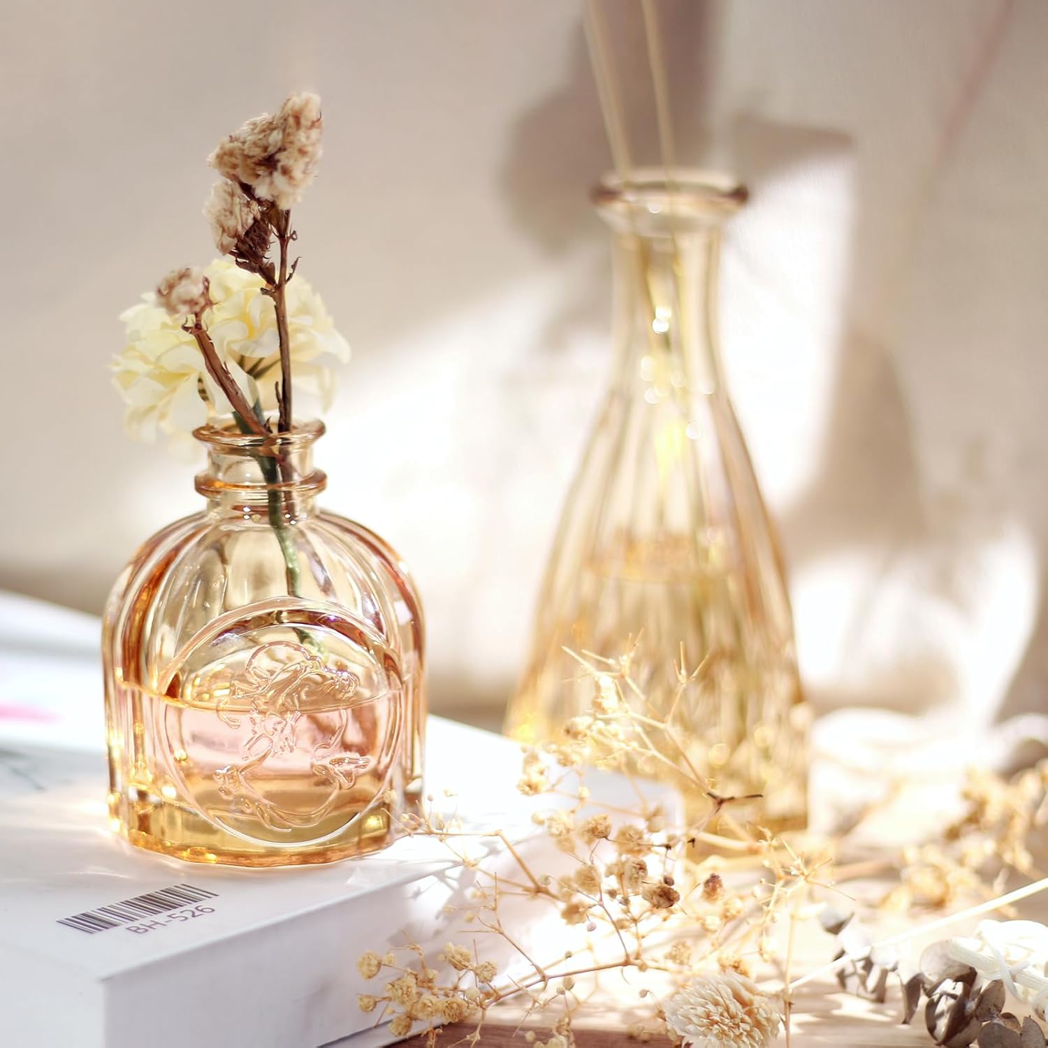 Glass Bud Vases / Amber / Gold / Set of 12