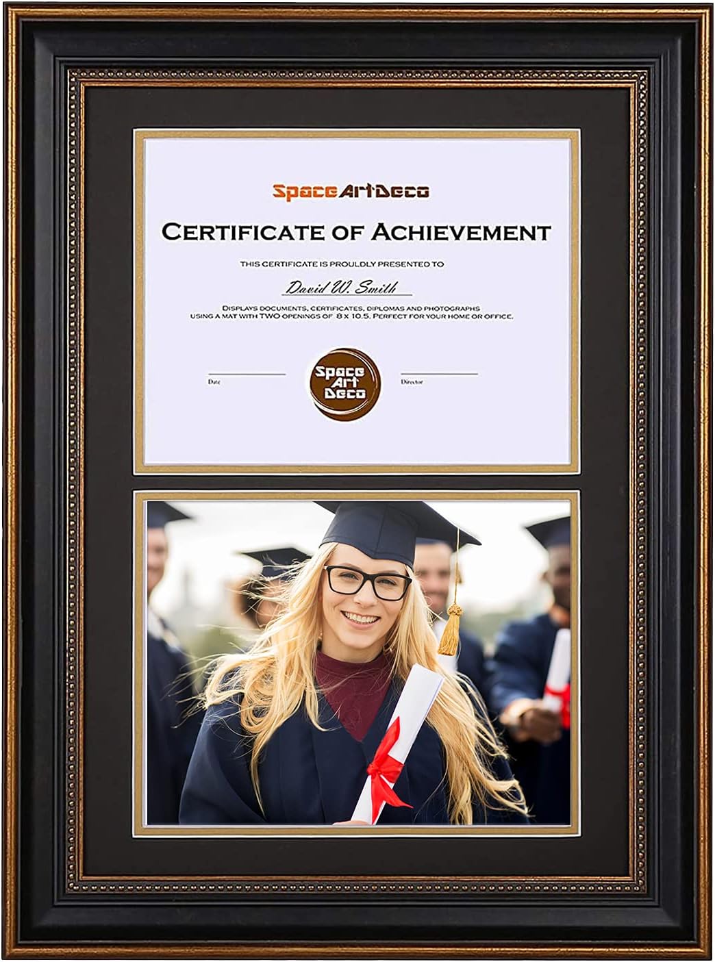 14x20 Double Diploma Frame Holds Two 8.5x11,2-Certificate/Degree Frame | Includes real glass,build-in hangers,black