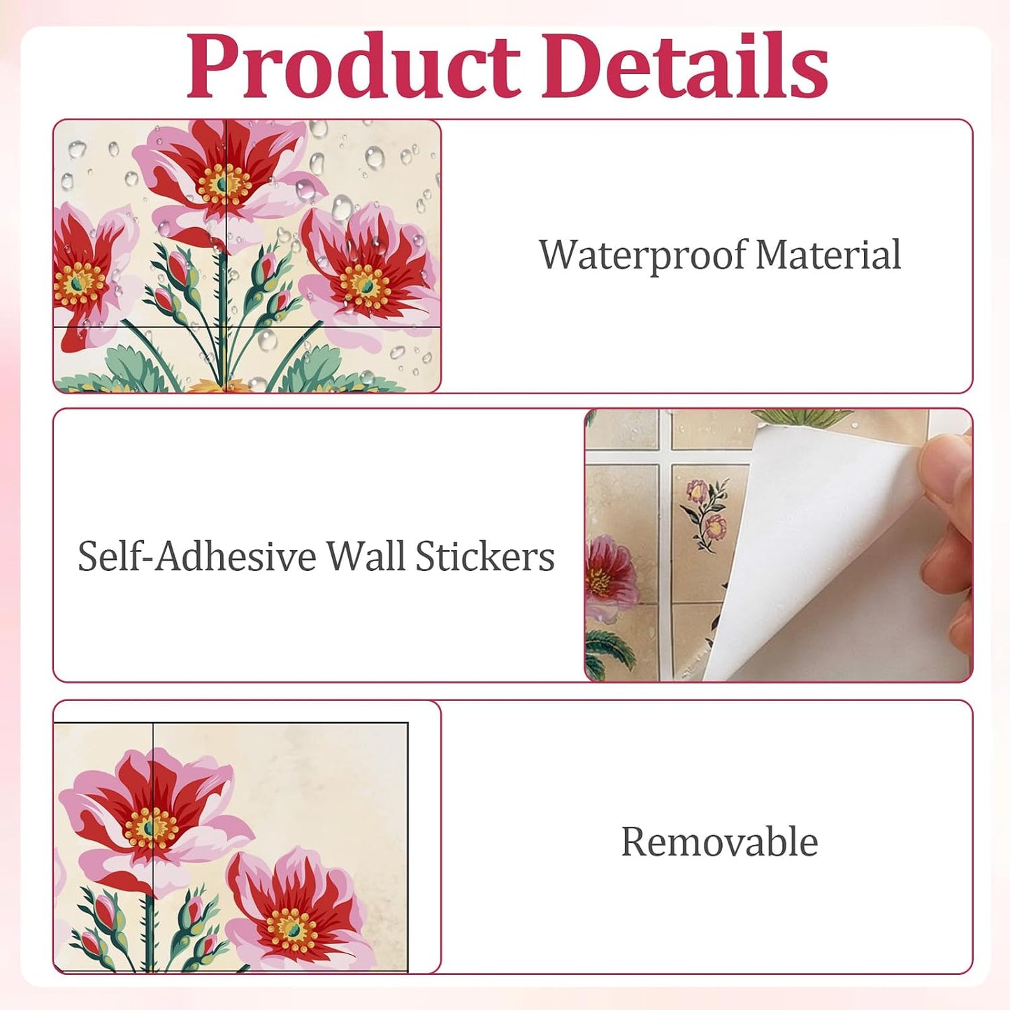 Vintage Moroccan Bohemian Tile Stickers / Set of 48