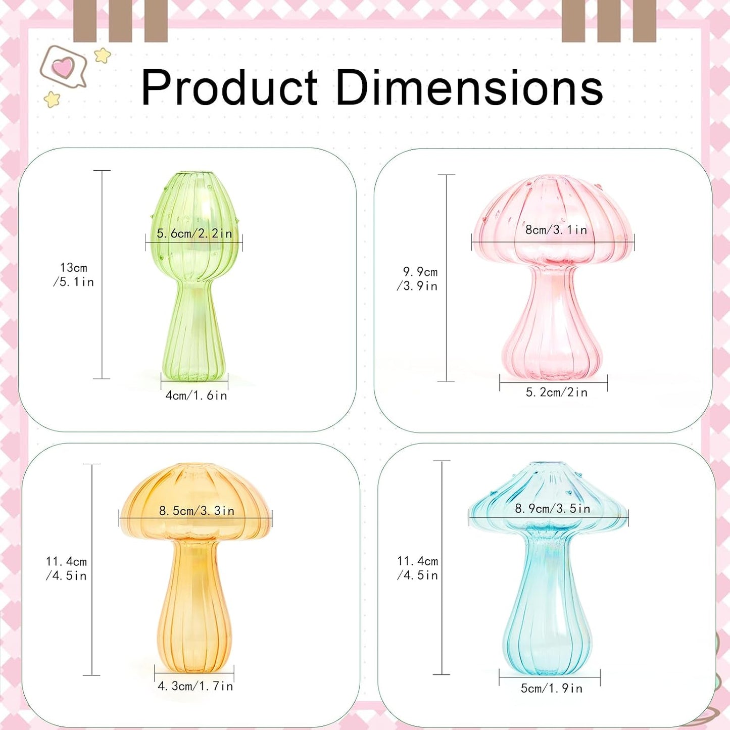 Glass Propagation Planter Window Plant Propagation Station Crystal / Mushroom Vase / Set of 4