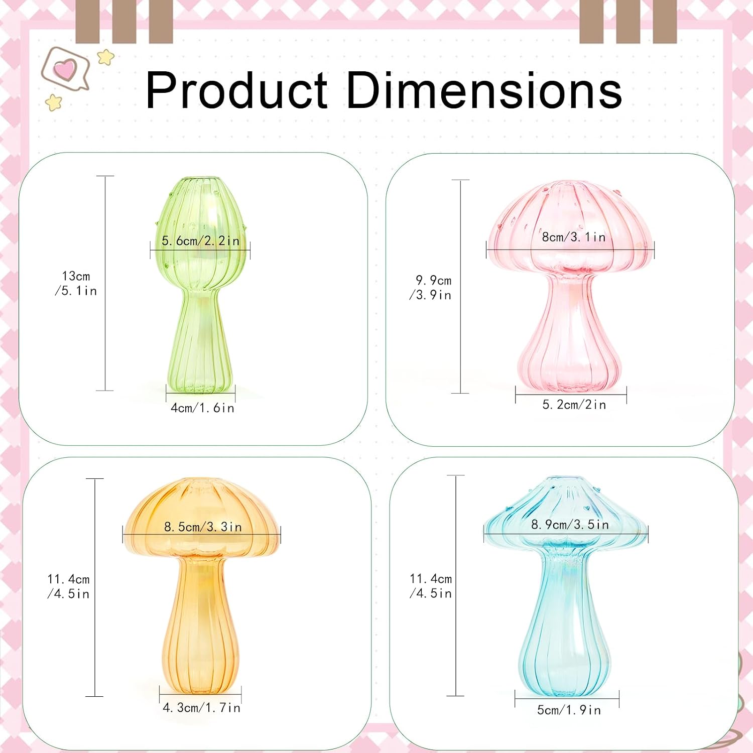 Glass Propagation Planter Window Plant Propagation Station Crystal / Mushroom Vase / Set of 4
