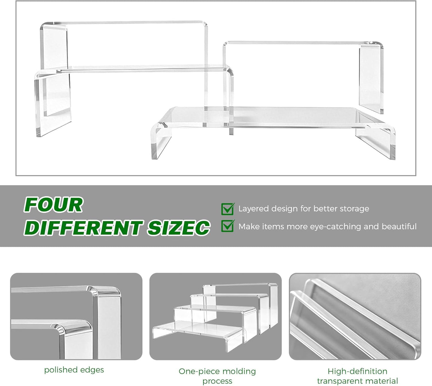 Acrylic Riser Stands / Clear / Set of 4