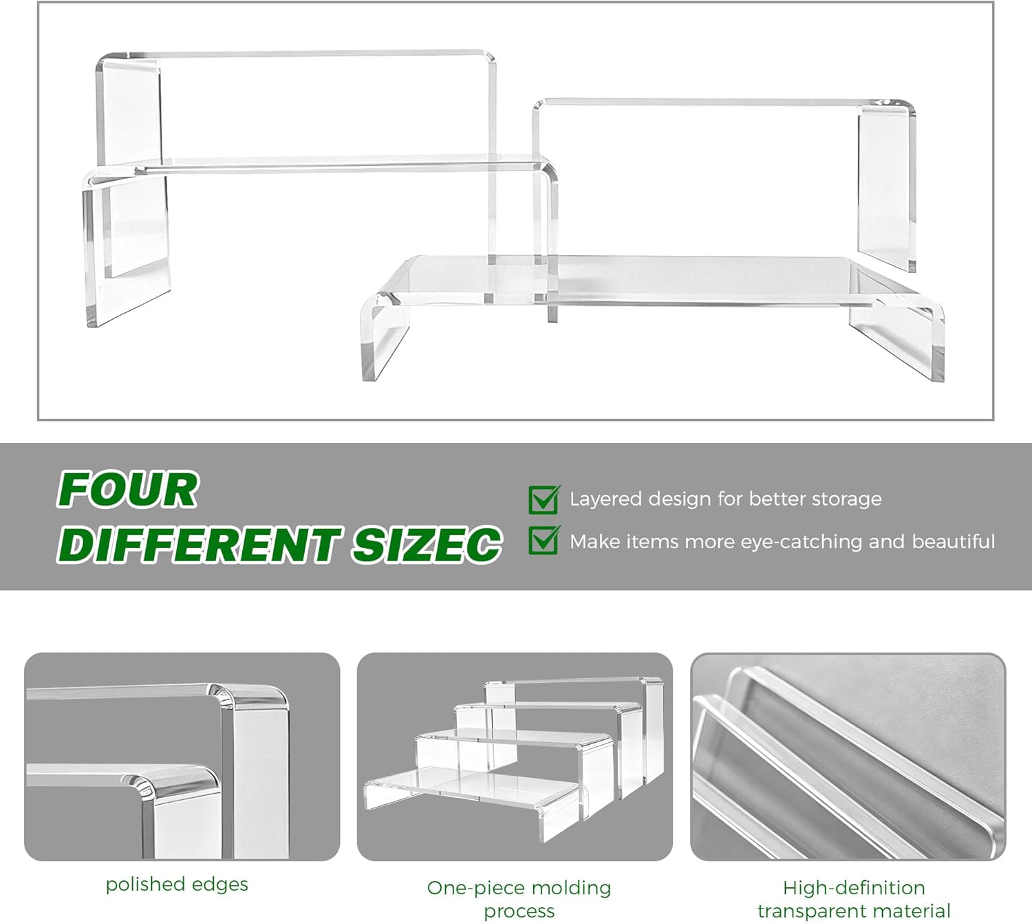 Acrylic Riser Stands / Clear / Set of 4