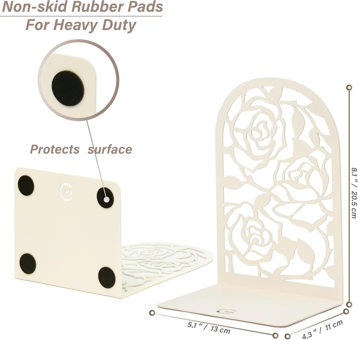 Book Stopper Metal Book Ends / Rose White