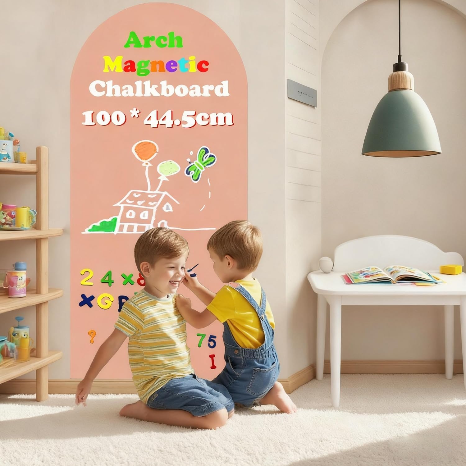 Magnetic Arch Wall Decal " Chalkboard Contact Paper Peel and Stick Self / Camel Pink / 39.3 x 17.5
