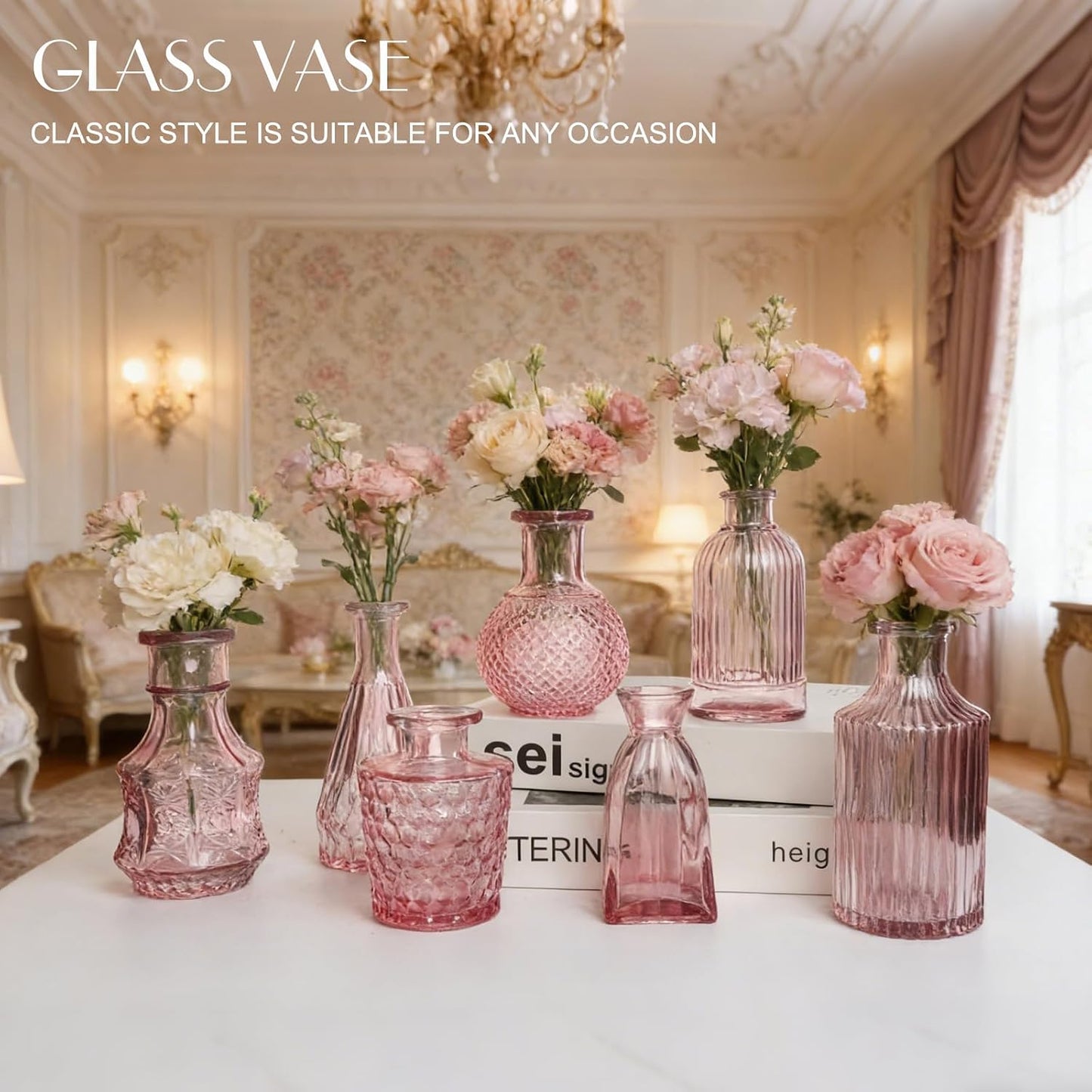 Glass Vase / Petal Petite Middle Glass Bud Vase / Pink / Set of 12