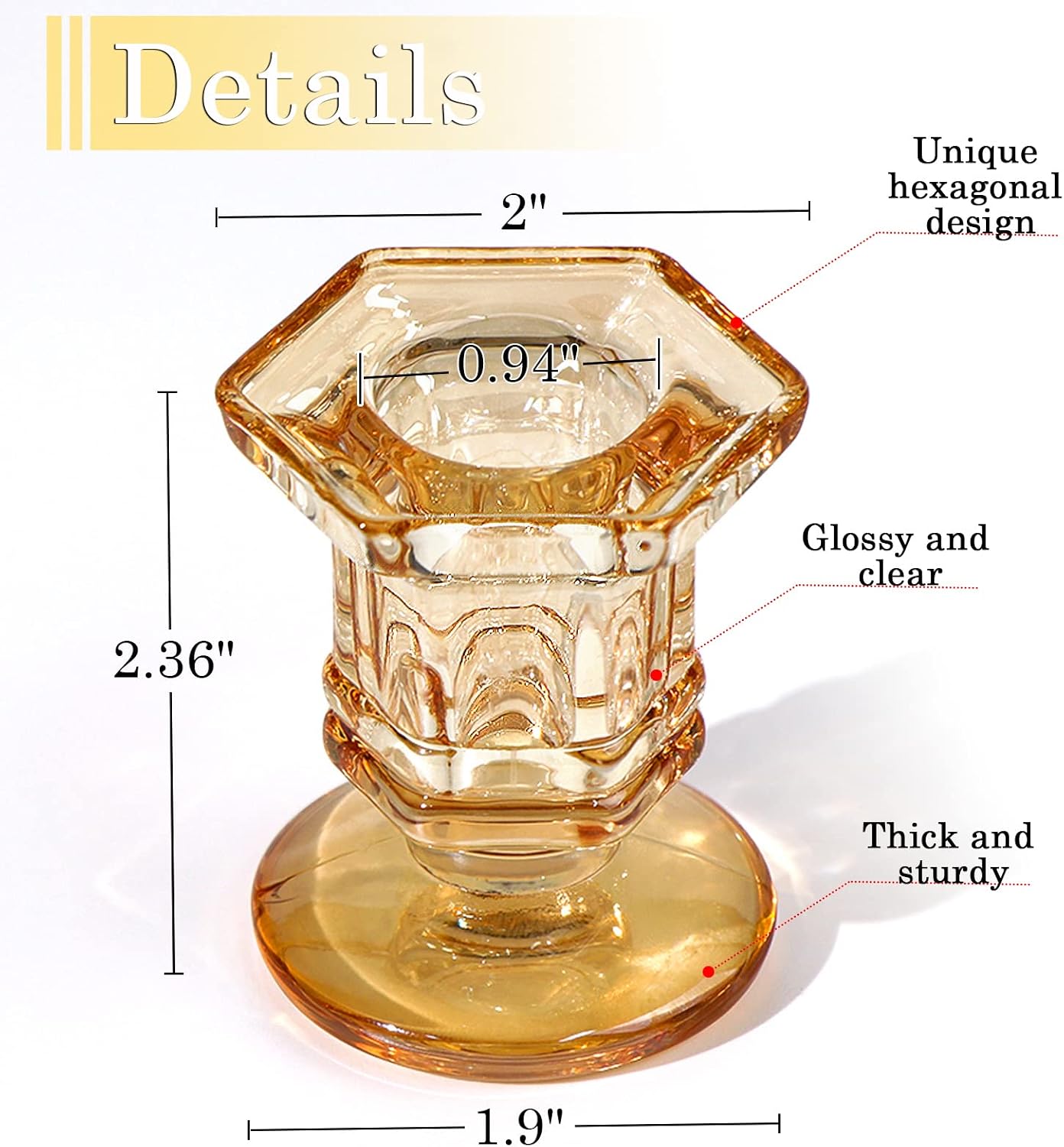 Lanttu 12 Pcs Gold Glass Candle Holders Set Candlestick Holders Bulk | Taper Candle Holders for Wedding, Festival Table