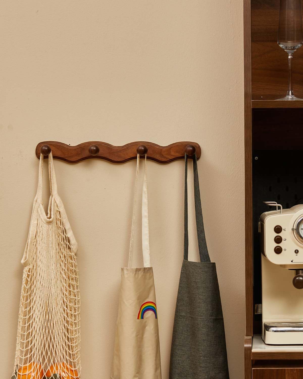 Wood Coat Rack Wall Mount / 4 Hooks / Set of 4