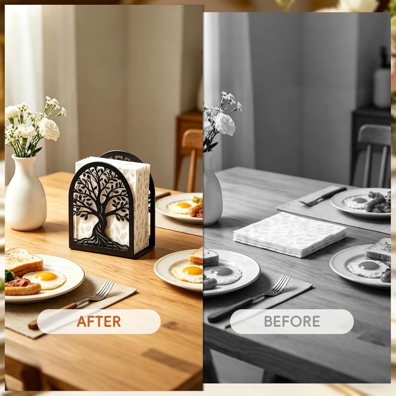Napkin Holder / Tree of Life Decorative Metal Napkin Dispenser / Black