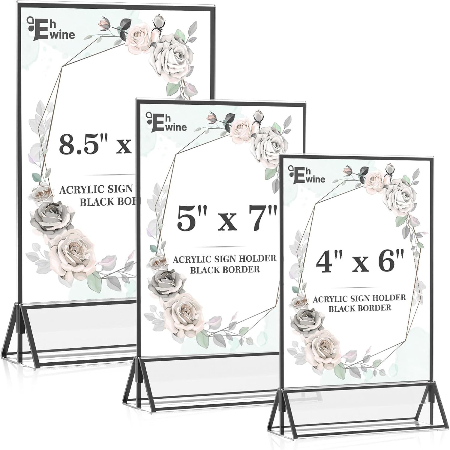 Acrylic Sign Holder / 5 x 7 / Black Inch / Set of 12