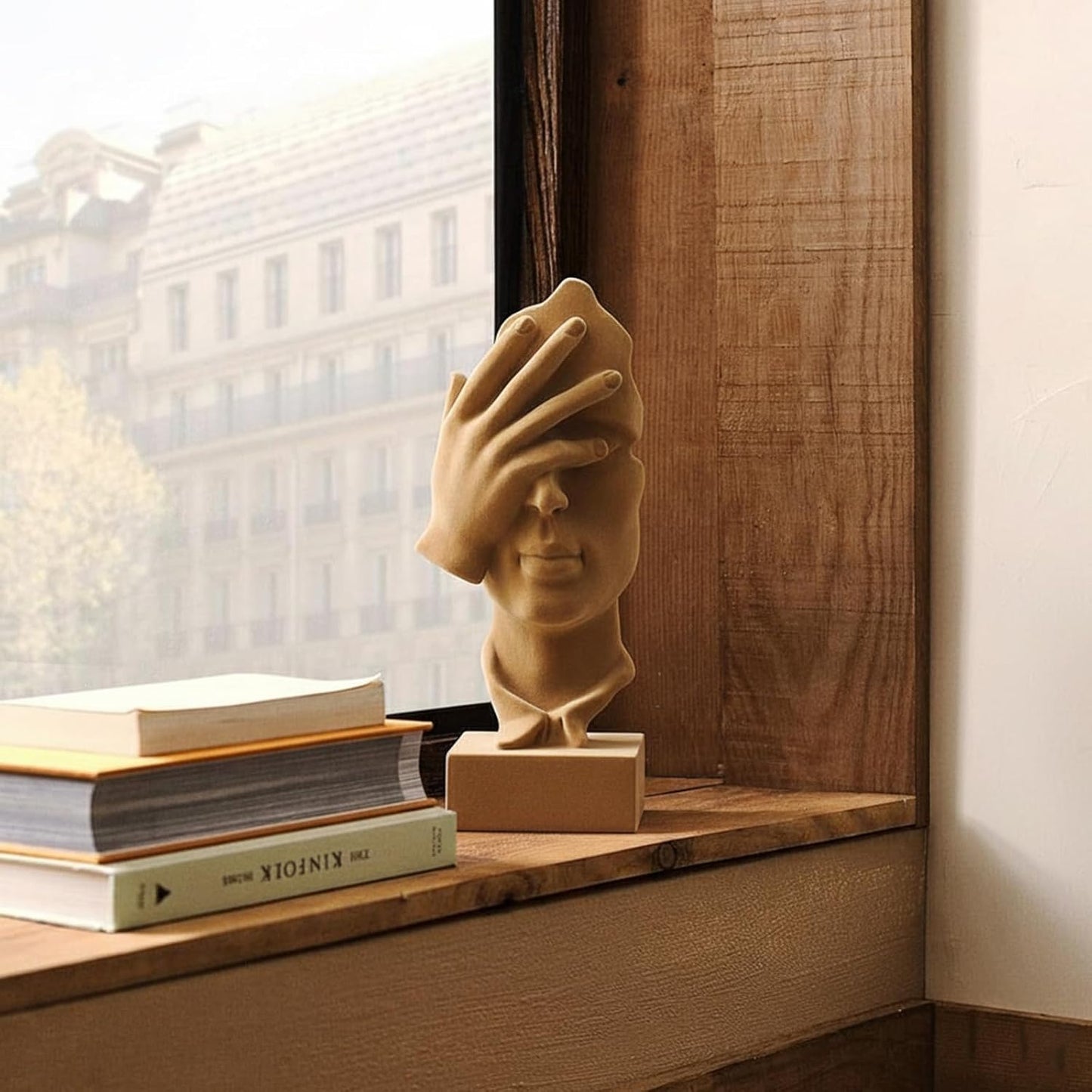 See No Evil Sculpture Modern Abstract Figurine for Desk / Nosee-brown