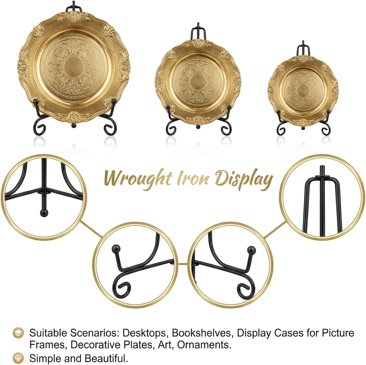 4/6/ Plate Stands for Display / Black / 8 Inch / Set of 18