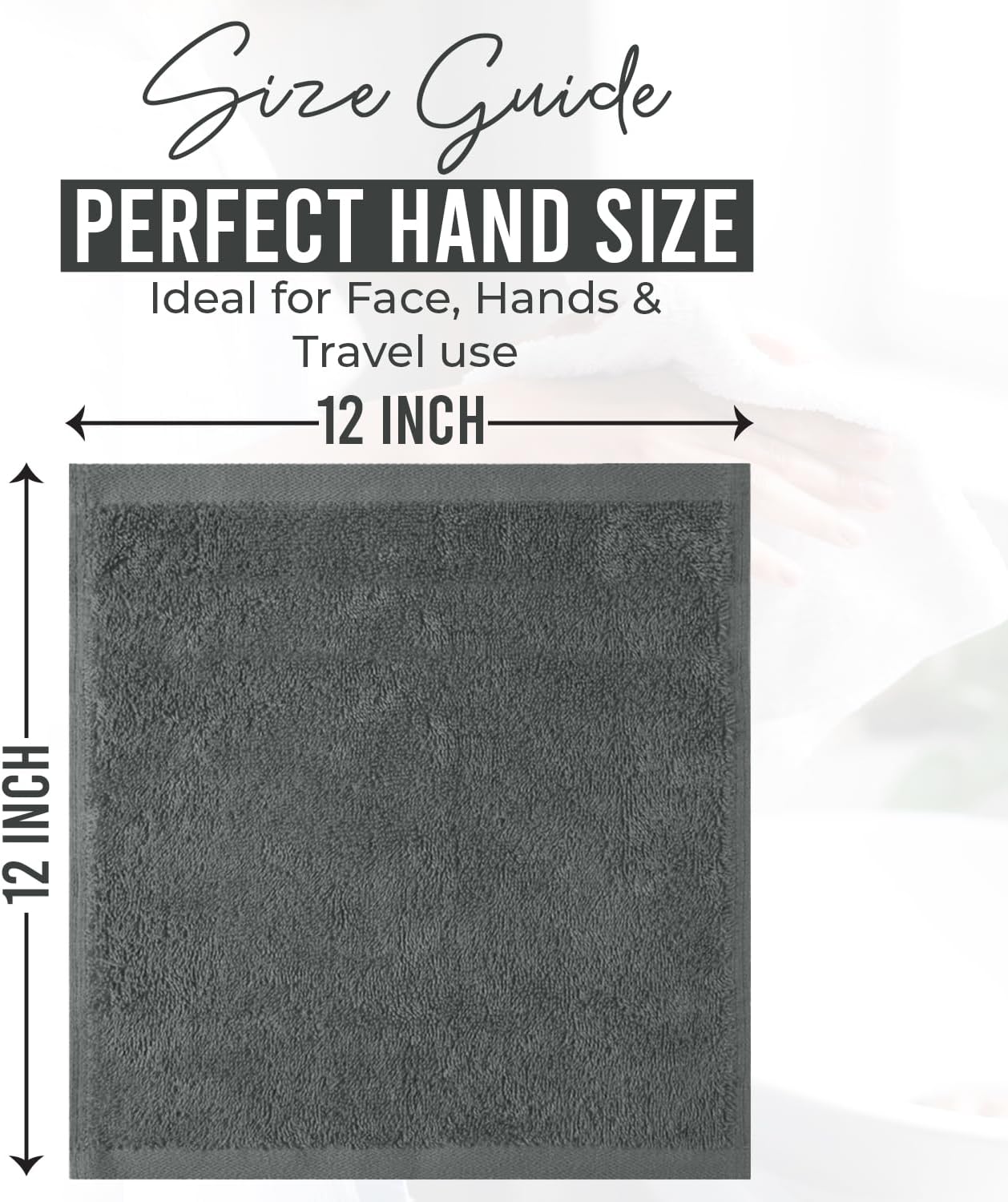 DAN RIVER 24 Pack Cotton Wash Cloths Set for Showering [12x12] Gray | Lighter Weight, Quick to Dry, Super Soft &