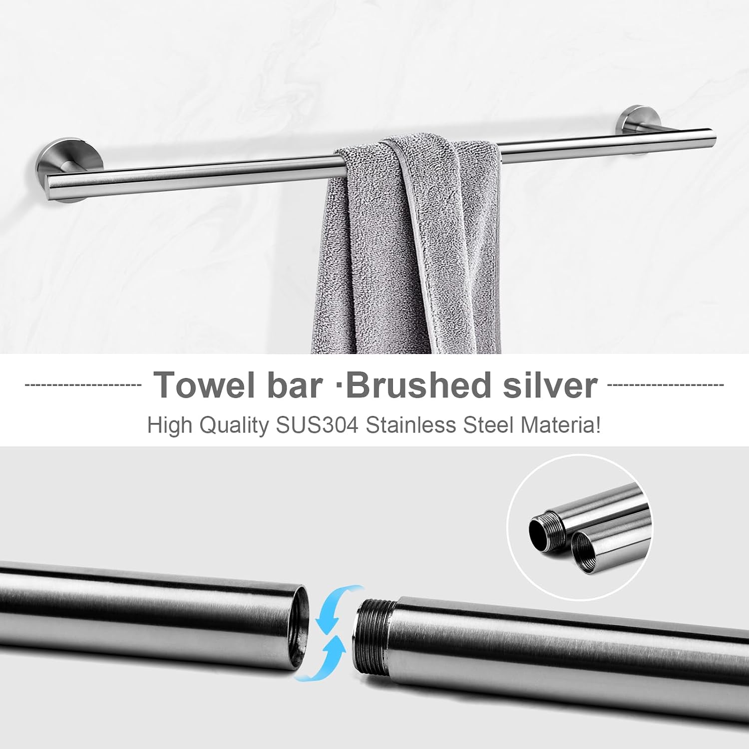 Brushed Nickel Bathroom Hardware Accessories Set 5 Piece, Stainless Steel Bath Towel Bar Set 24 Inch,Toilet Paper