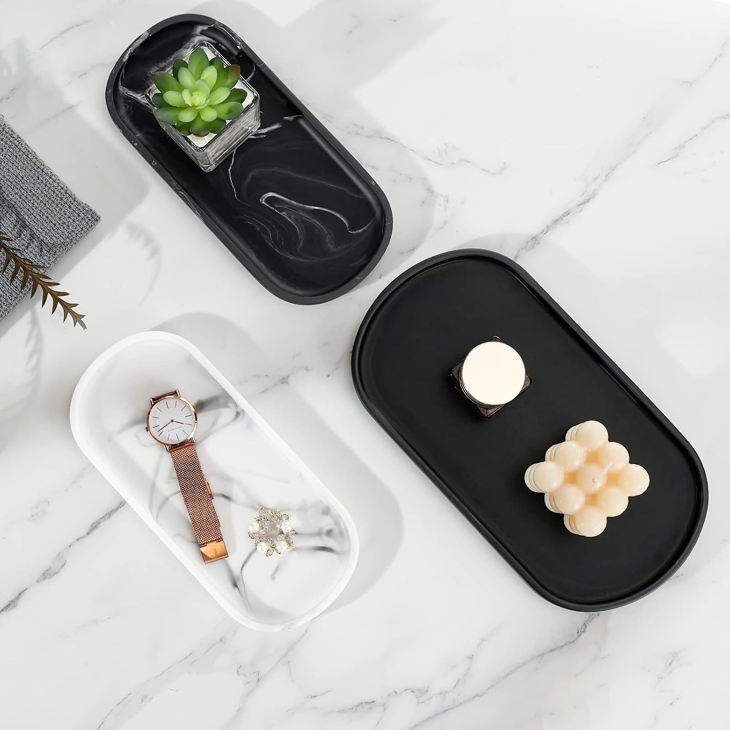 10" Marble Tray / F - Marble White / Small