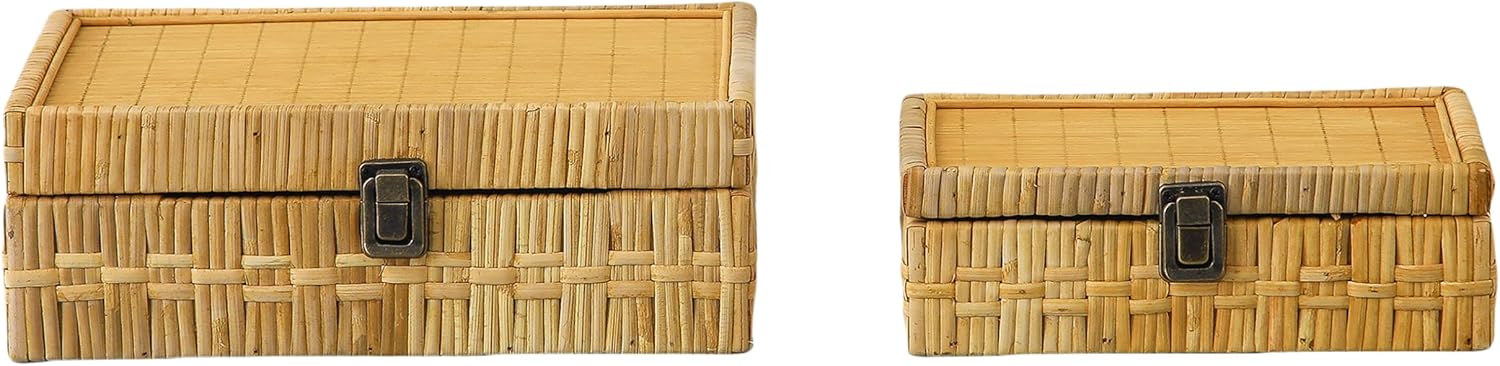 Woven Bins / Boho Decorative Basket / Brown / Set of 2