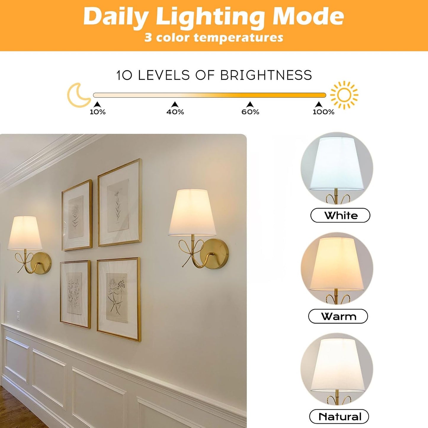 PASSICA DECOR Bow Wireless Battery Operated Wall Sconce Set of 2, Rechargeable Dimmable LED Lights 2×6500mAh with 15