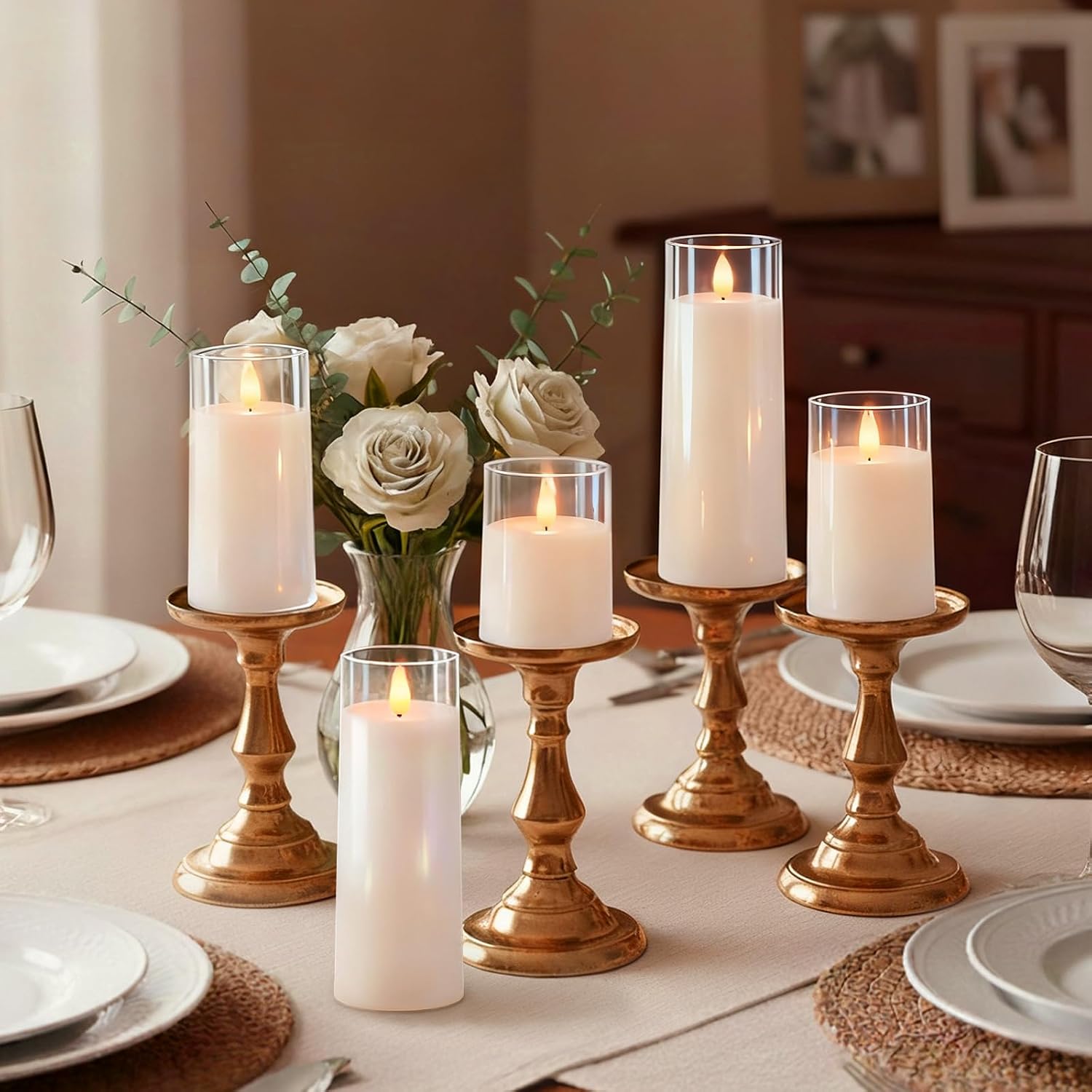 Raycare Flameless Candles Battery Operated with Remote Timer, Acrylic Flickering LED Pillar Candle for Valentine's Day