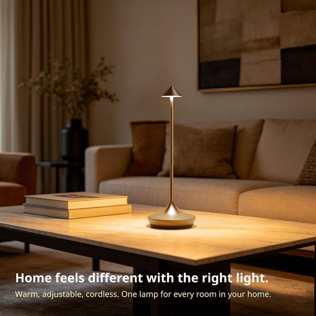 Cordless Rechargeable Table Lamp, Long-Lasting 60-Hr Battery, Dimmable LED | 1 Pack Titanium with IP54 6000mAh 3 Color