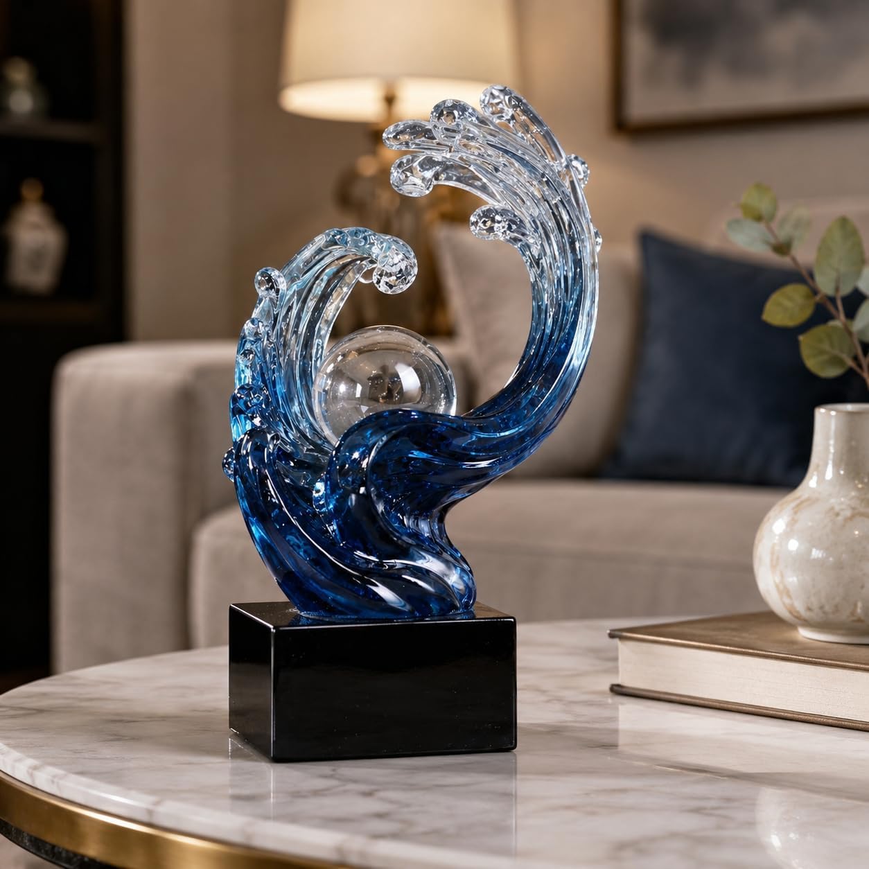 Modern Abstract Decorative Wave Statue / Blue