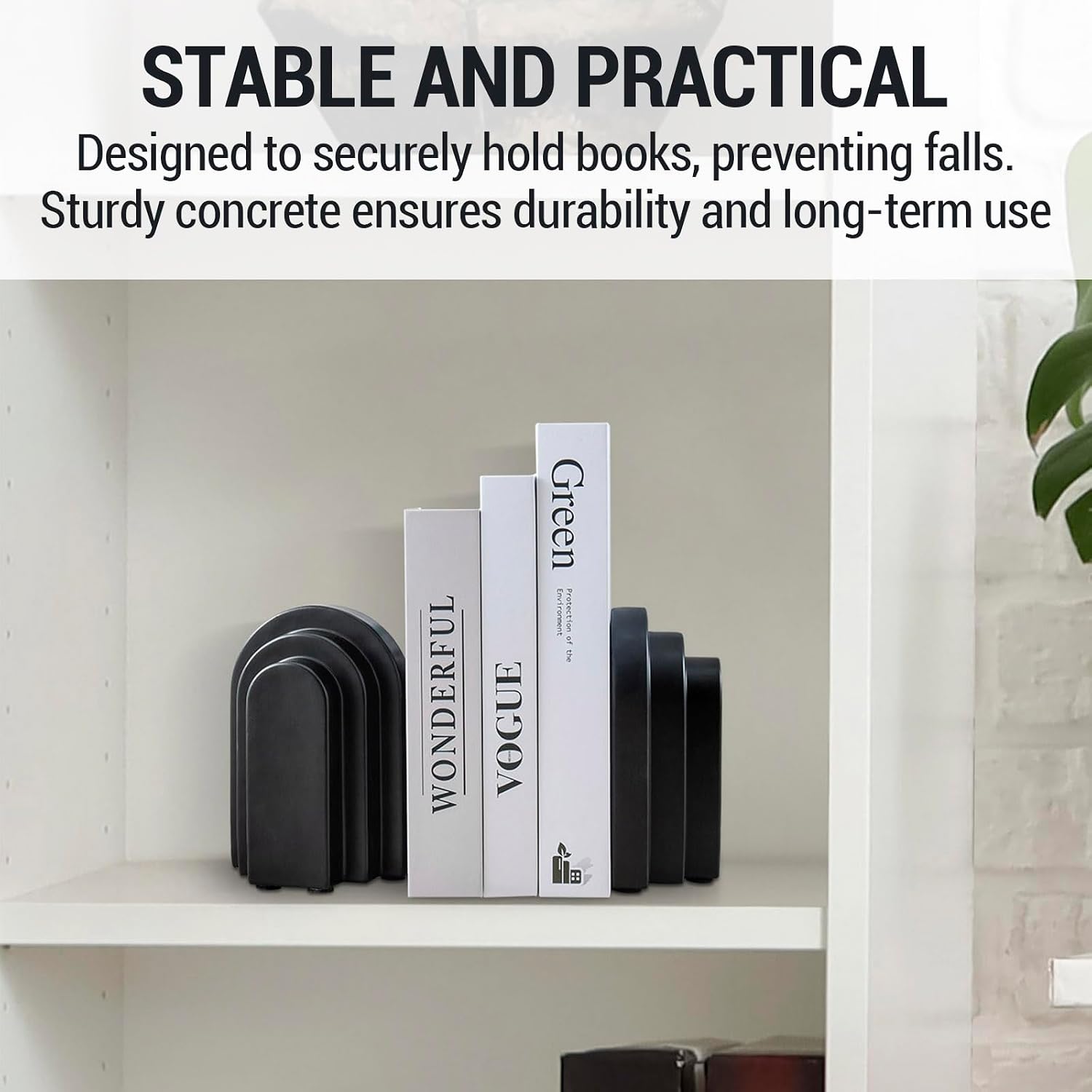 Book Stopper / Book Ends for Heavy Books / Black