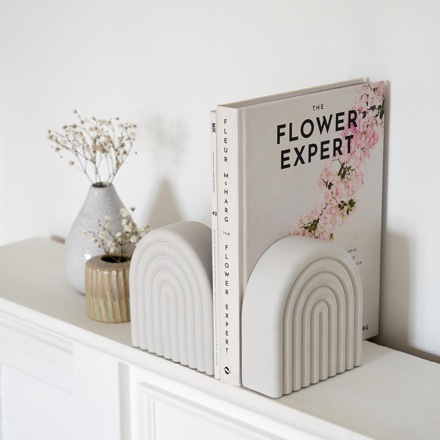 Aesthetic Book / Decorative Concrete Bookends for Heavy Books / Set of 2
