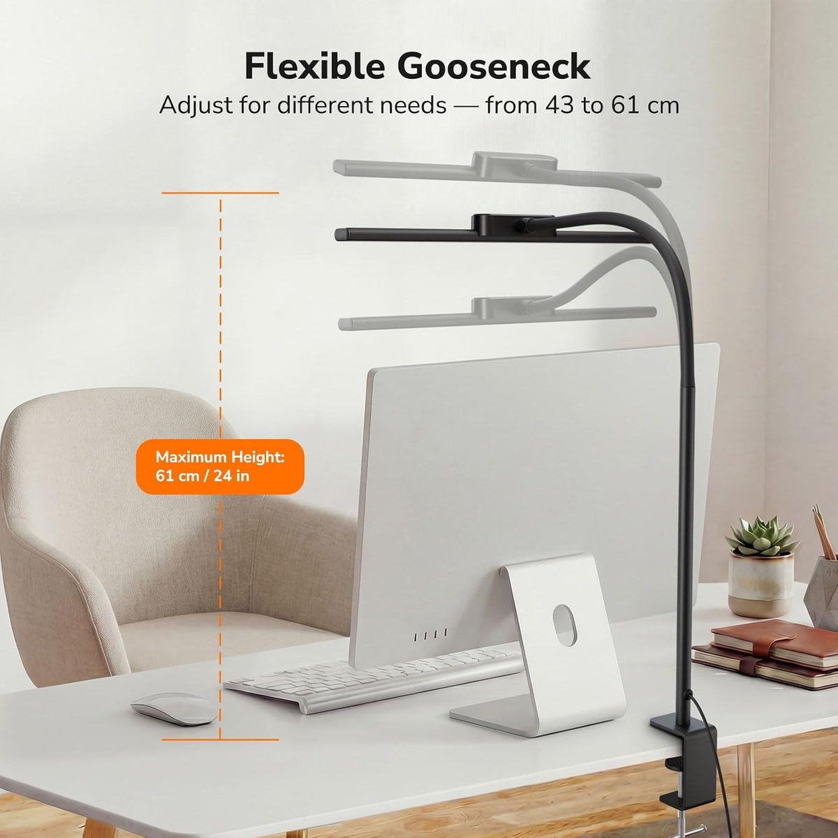 Lepro Led Desk Lamp for Home Office, Desk Light with Clamp, 11W 700LM Black | Clip on Task Light, Eye Caring 25