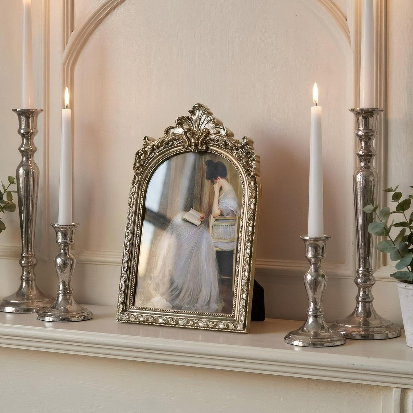 Vintage Silver Picture Frame / Silver Arch / 5 x 7