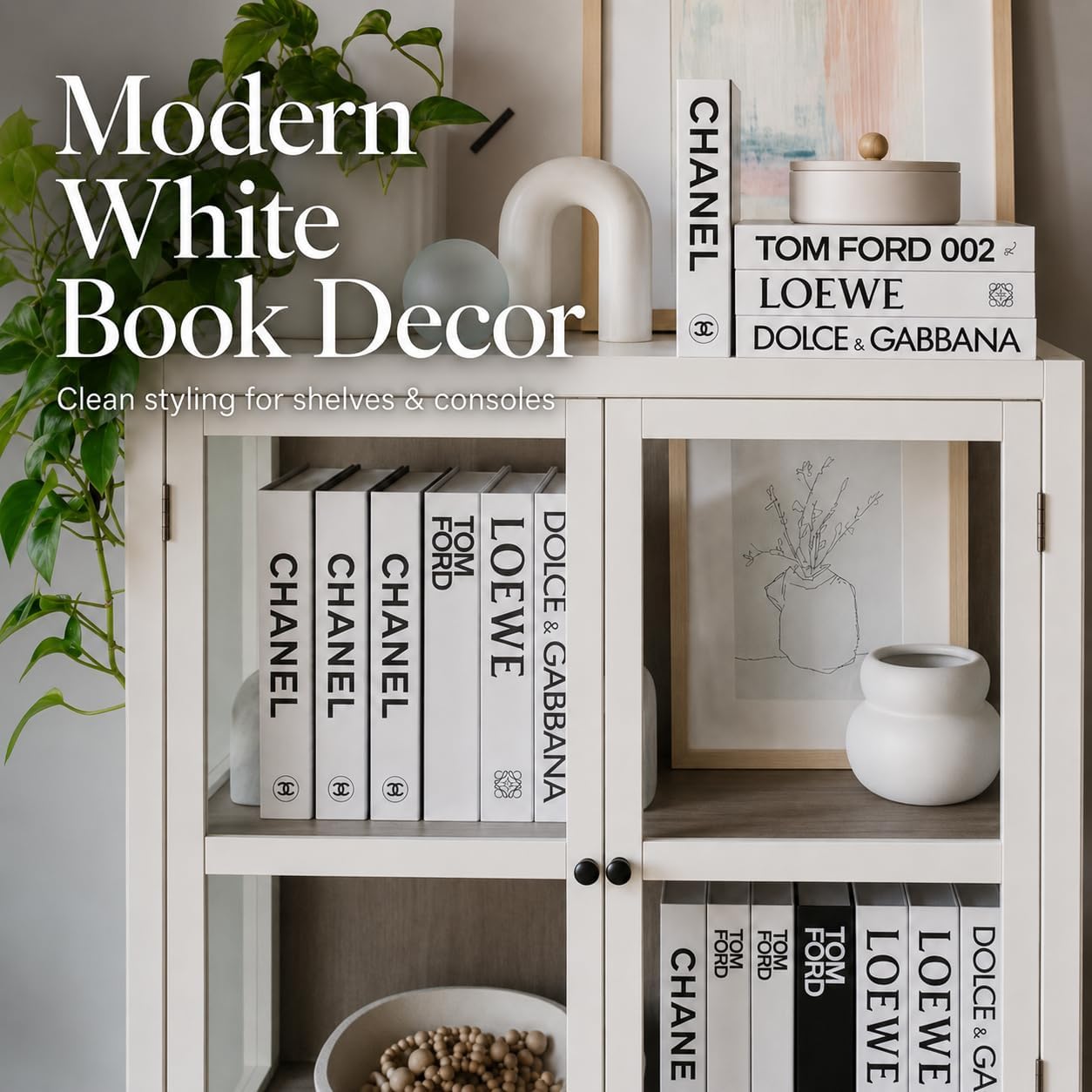 Decorative Books / Faux Stacked Coffee Table & Bookshelf / White_large / Set of 4
