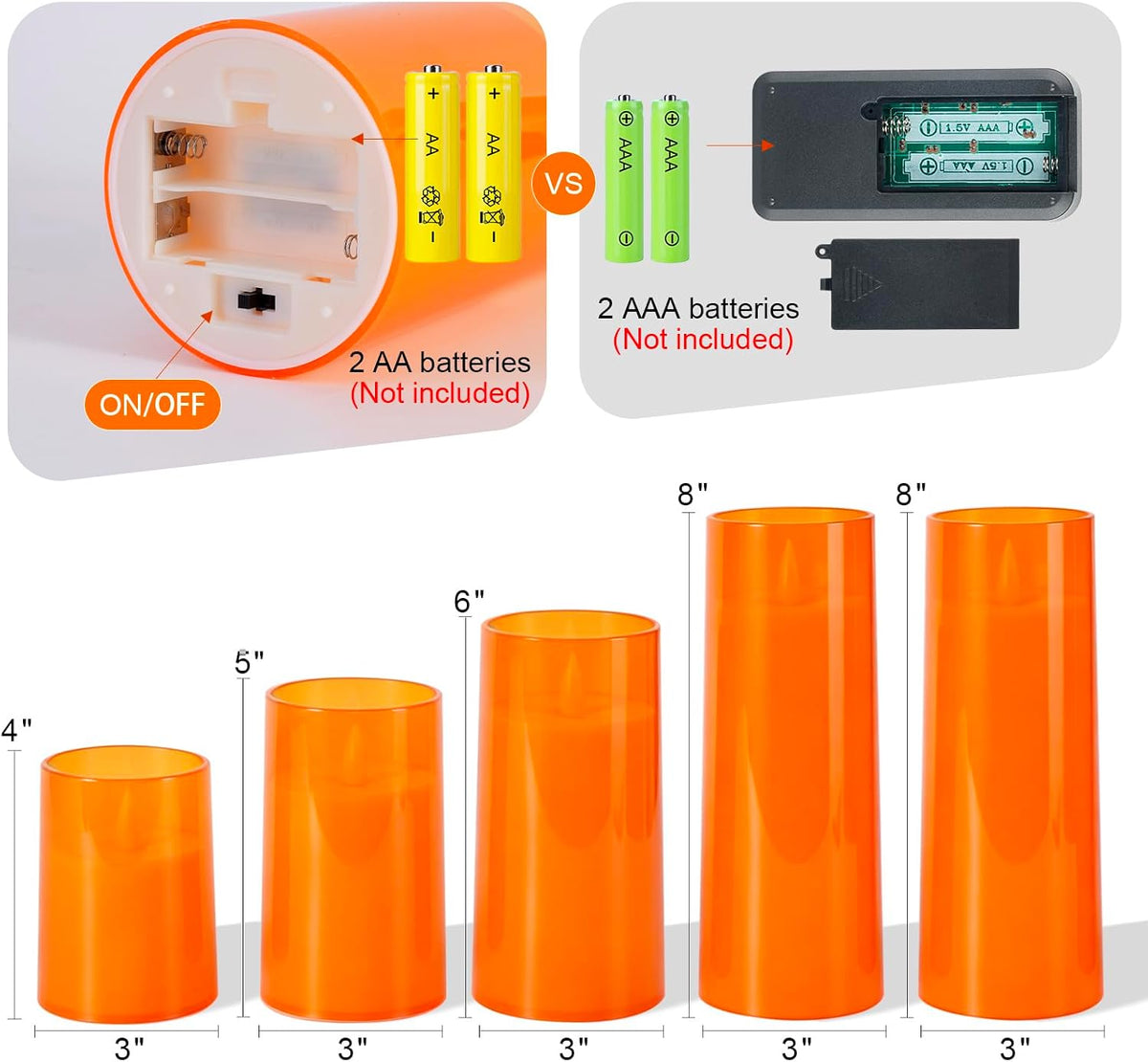 Homemory Orange Flameless Candles Realistic Flickering with Remote for Fall | Halloween Candles Battery Operated with