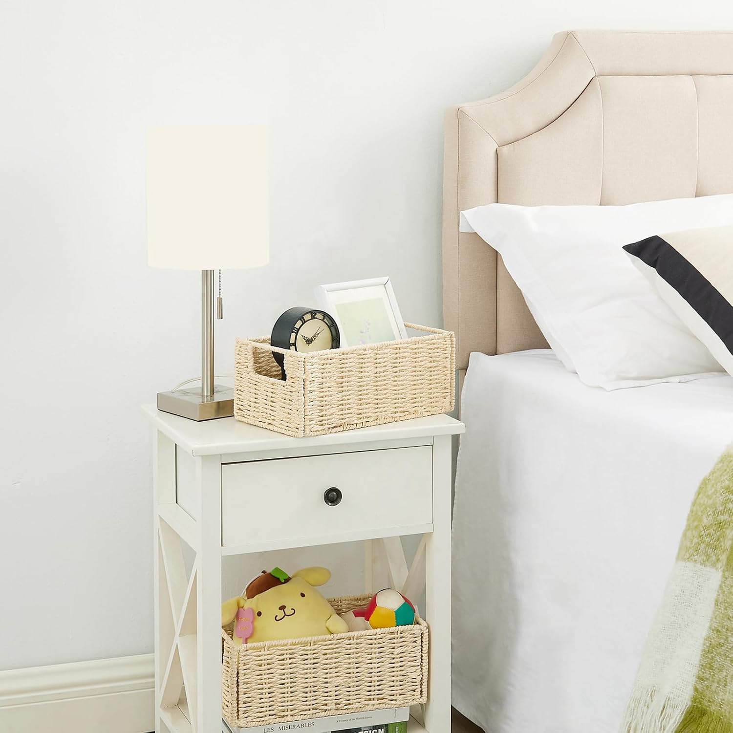 Wicker Storage Basket / Beige / 11.2"D x 6.1"W x 4.8"H / Set of 2