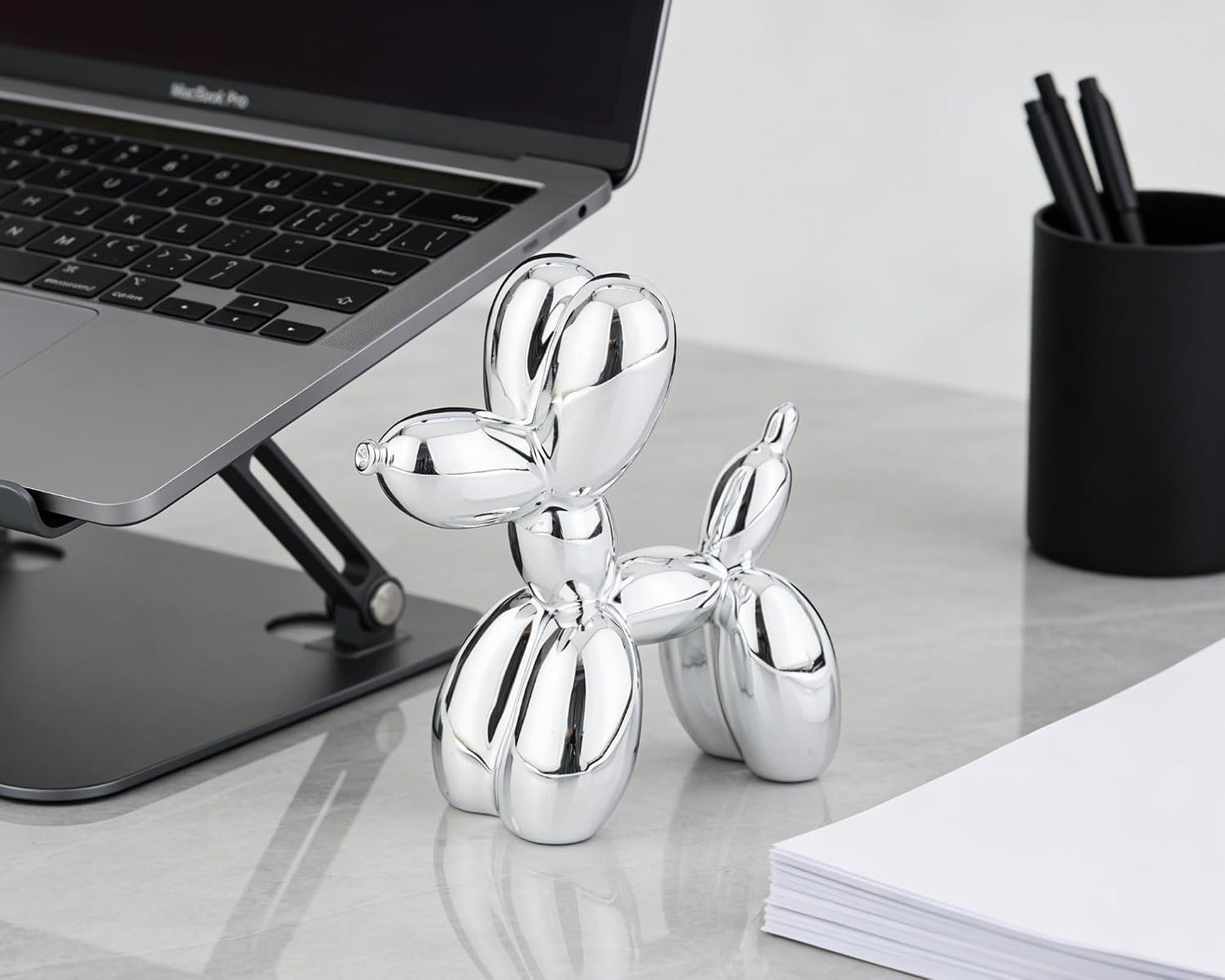 Balloon Dog Statue Decor / 4 Inch / Shiny Silver