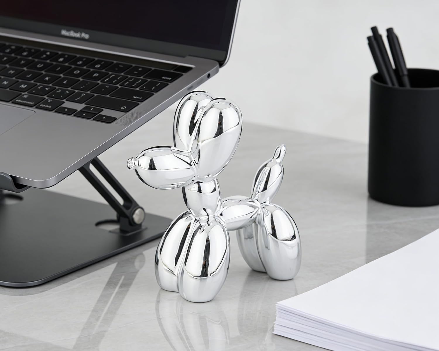 Balloon Dog Statue Decor / 4 Inch / Shiny Silver
