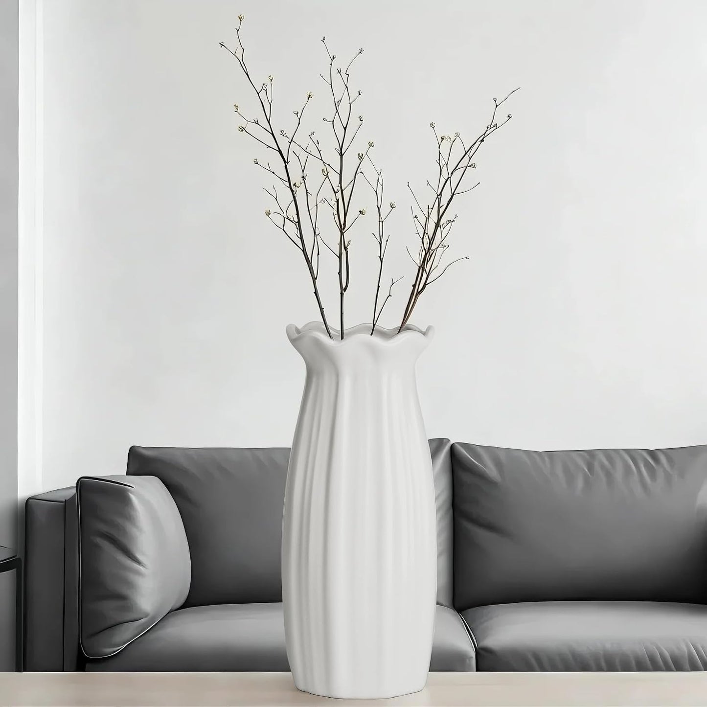 Ceramic Vase Small Vase Can be Used as Bedroom Study Living Room Dining / Hpby-03 / White / 7 Inch