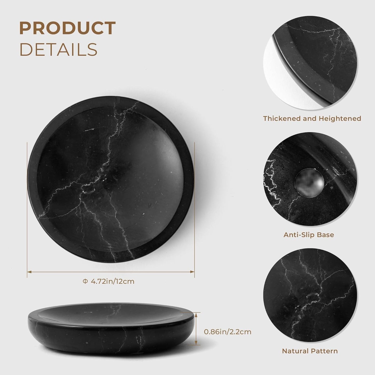 Marble Soap Dish Italy Natural Stone Sponge Holder / Black