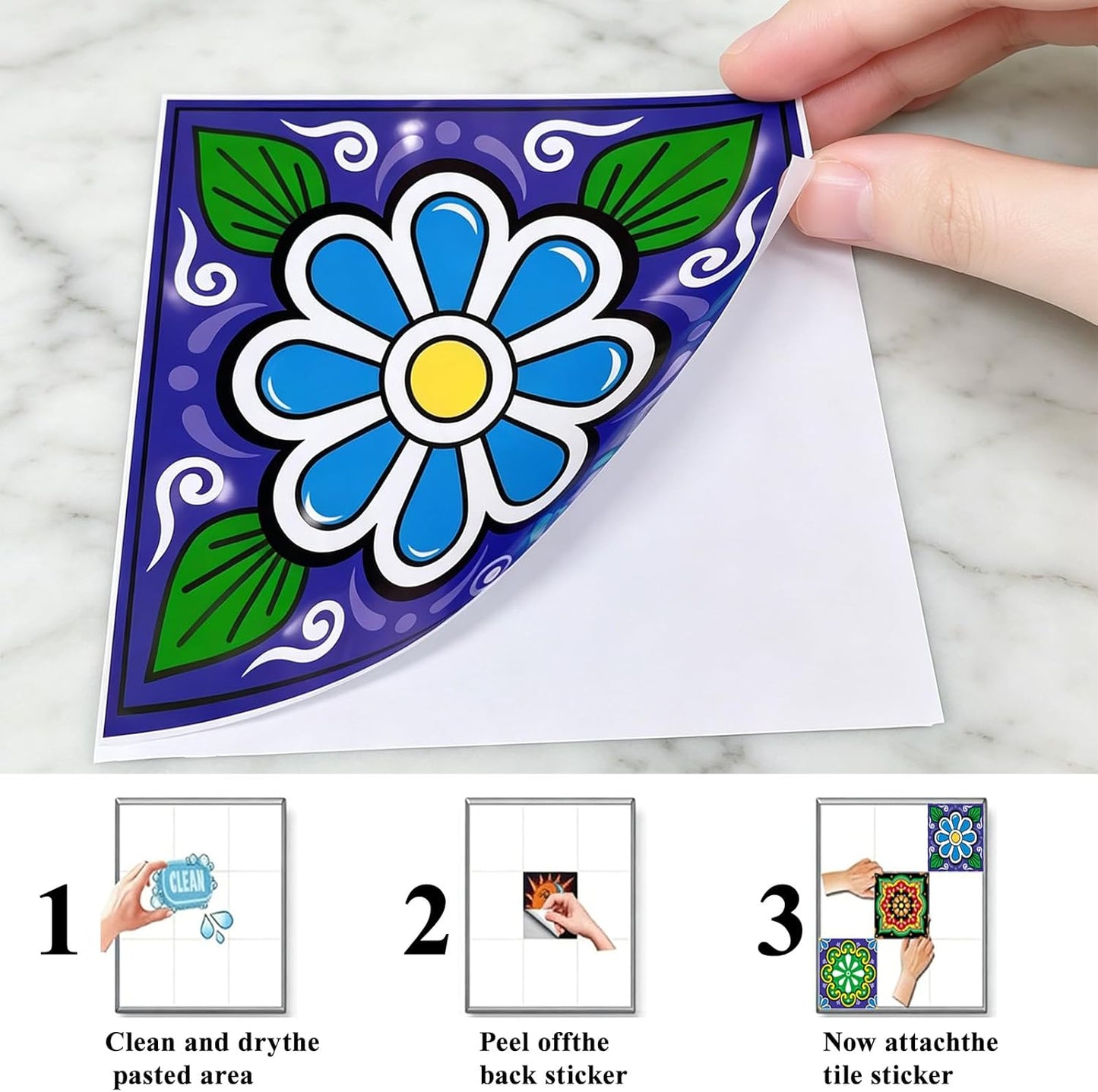 Waterproof Tile Sticker Decals / Color 1 / 4 x 4 / Set of 30