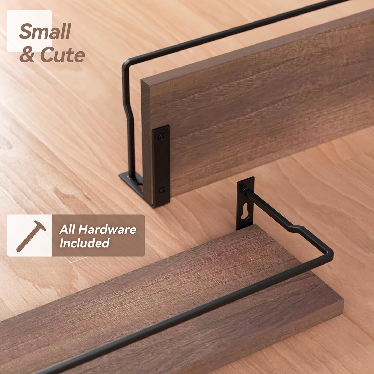 RICHER HOUSE Floating Shelves Bathroom, Small Wall Shelf Over Toilet 2 Set | Wall Mounted Shelves Decor for Bathroom