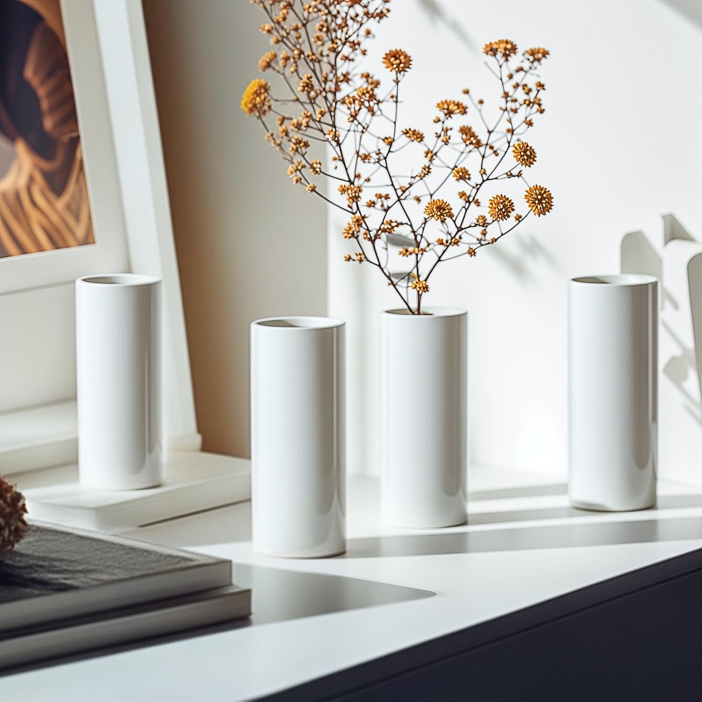 5.51'' Small Modern White Ceramic Vase / White - Style 3 / Set of 10