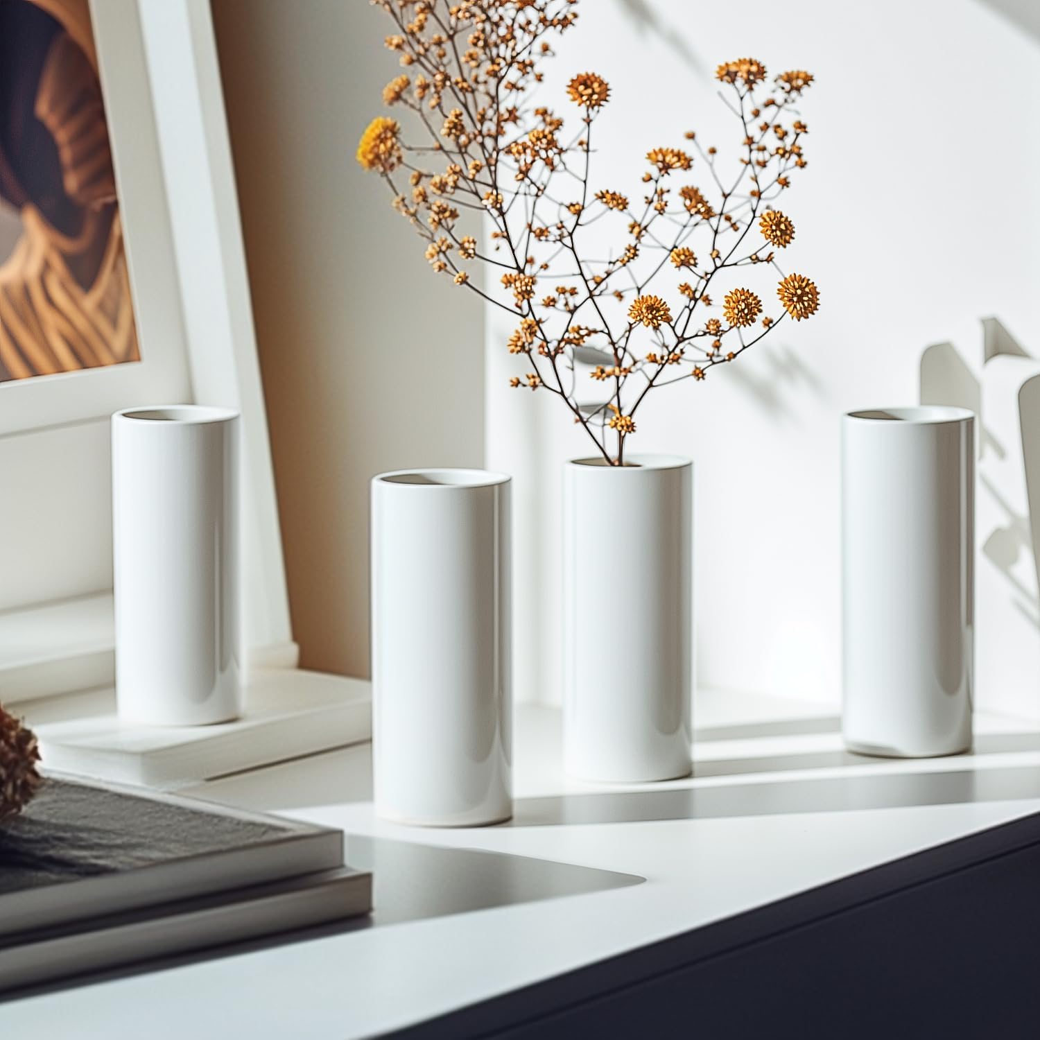 5.51'' Small Modern White Ceramic Vase / White - Style 3 / Set of 10