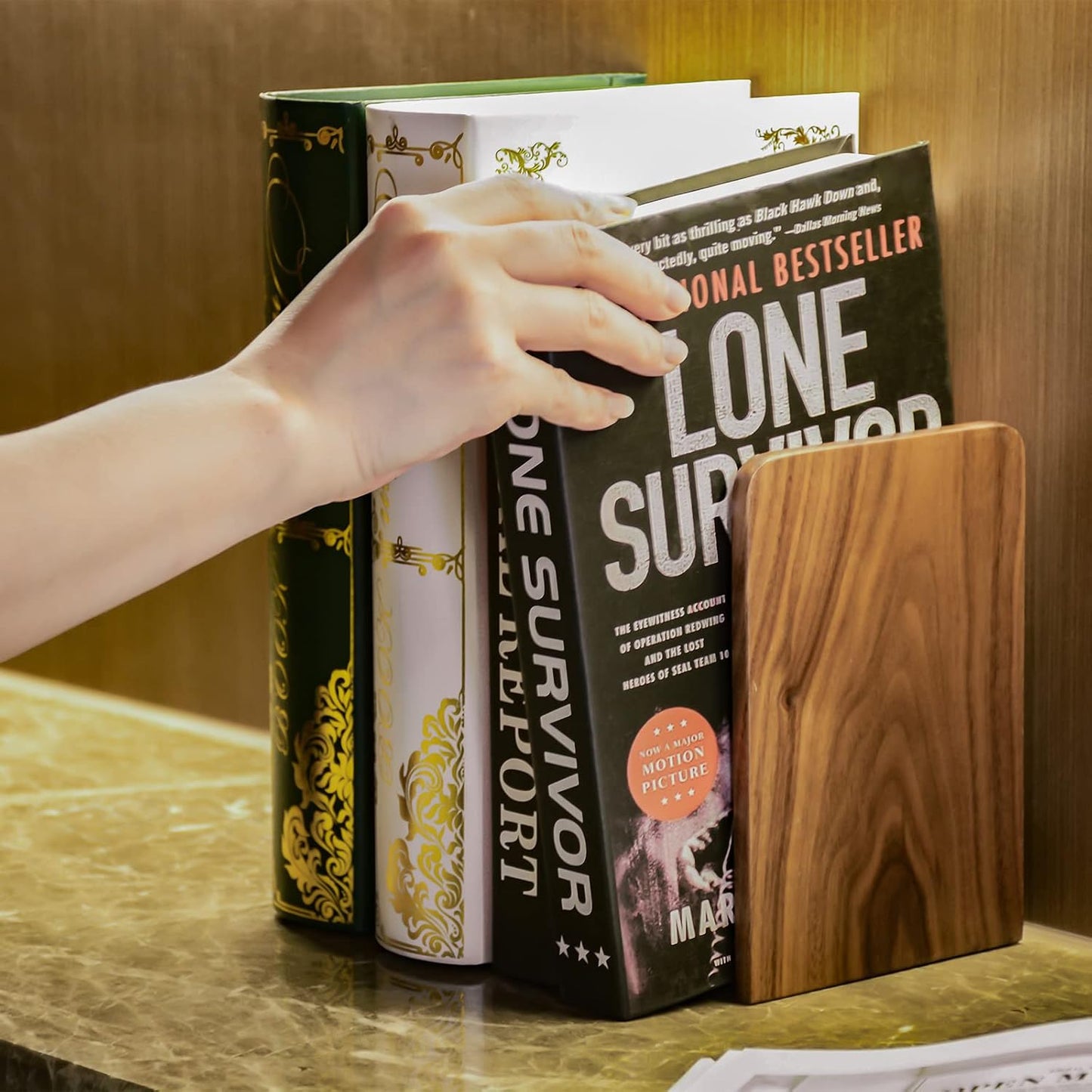 Large Bookend Hold Heavy Books- in Wood Bookends for Heavy / Walnut-s-2pair / 7 x 4 x 5 / Set of 2