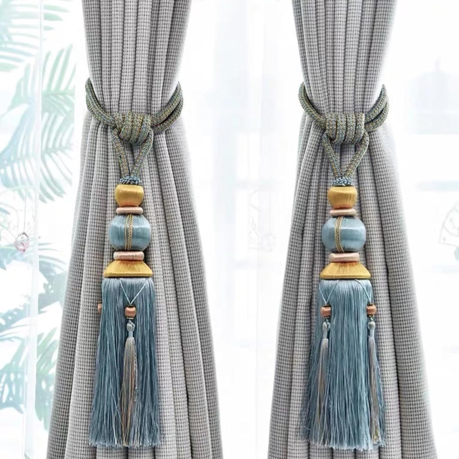 Paired Lantern Single Hanging Ball Tassels Curtains Buckle Sling Binding Lantern Tiebacks Handcrafted Braided Buckle