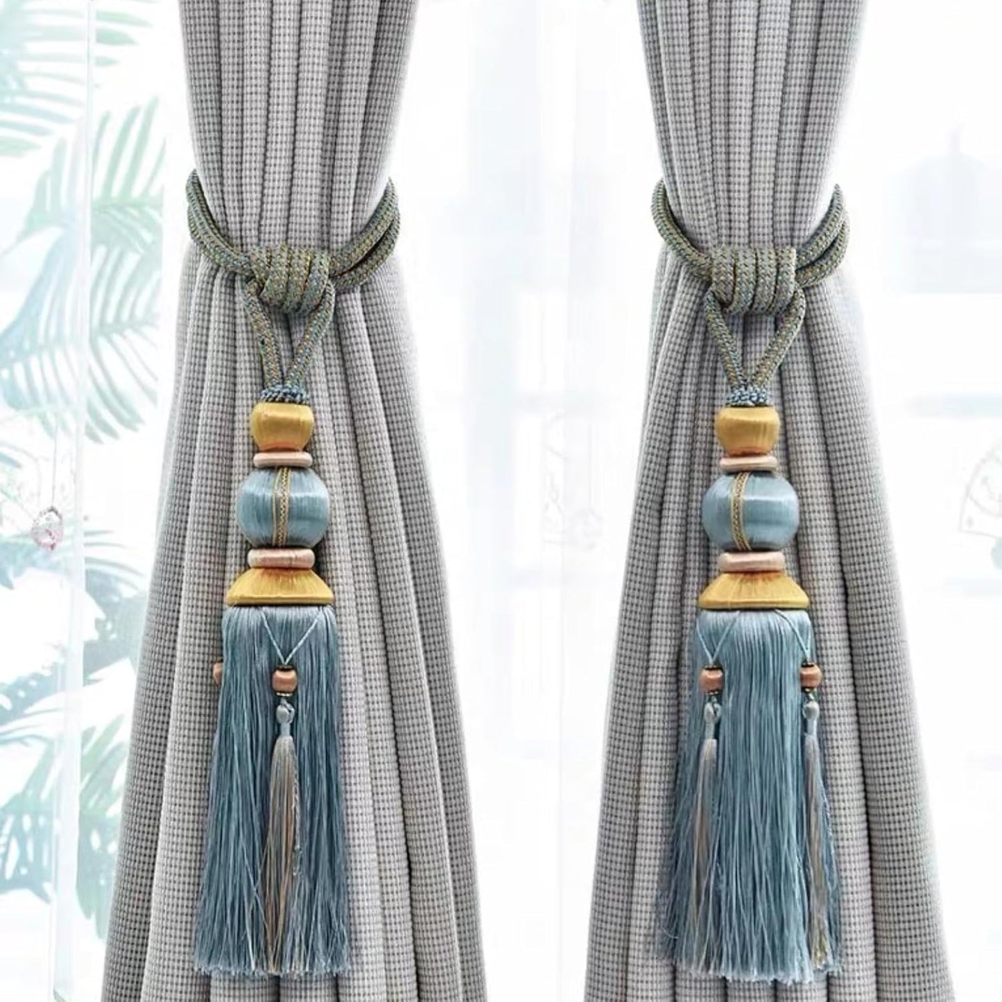 Paired Lantern Single Hanging Ball Tassels Curtains Buckle Sling Binding Lantern Tiebacks Handcrafted Braided Buckle