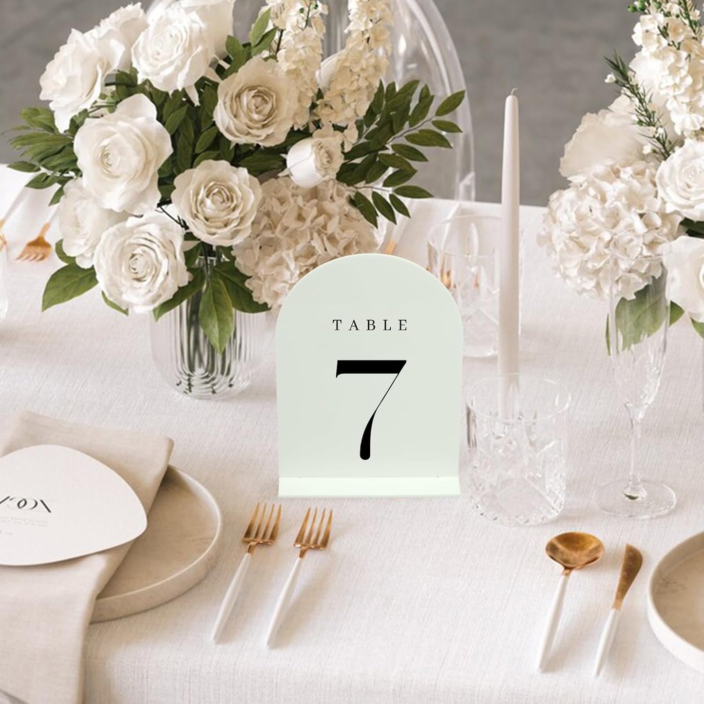 White Arch Table Numbers for Wedding, 10 Pack 5"x7" White Arch Acrylic Table Numbers 1-10 with stand, Perfect for