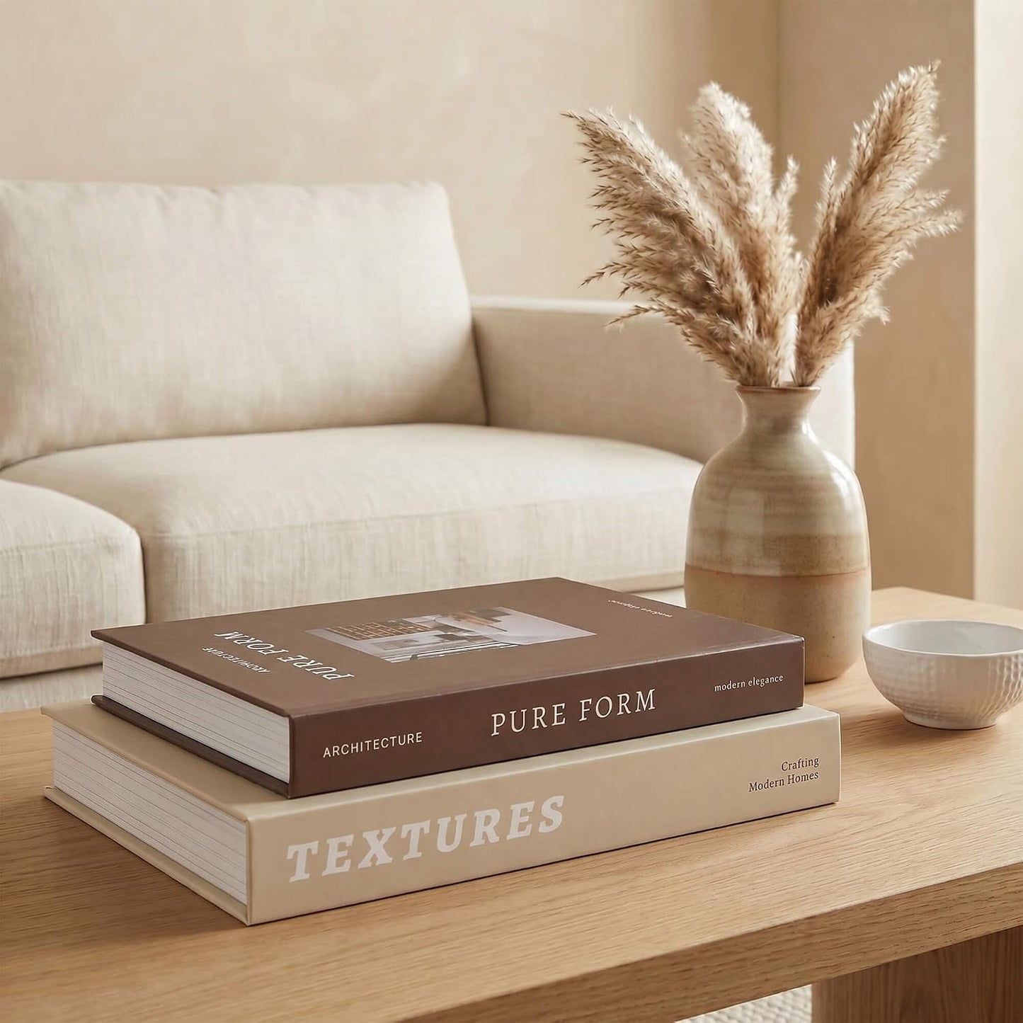 Elegant Decorative Book Boxes / Coffee Brown & Beige / Set of 2