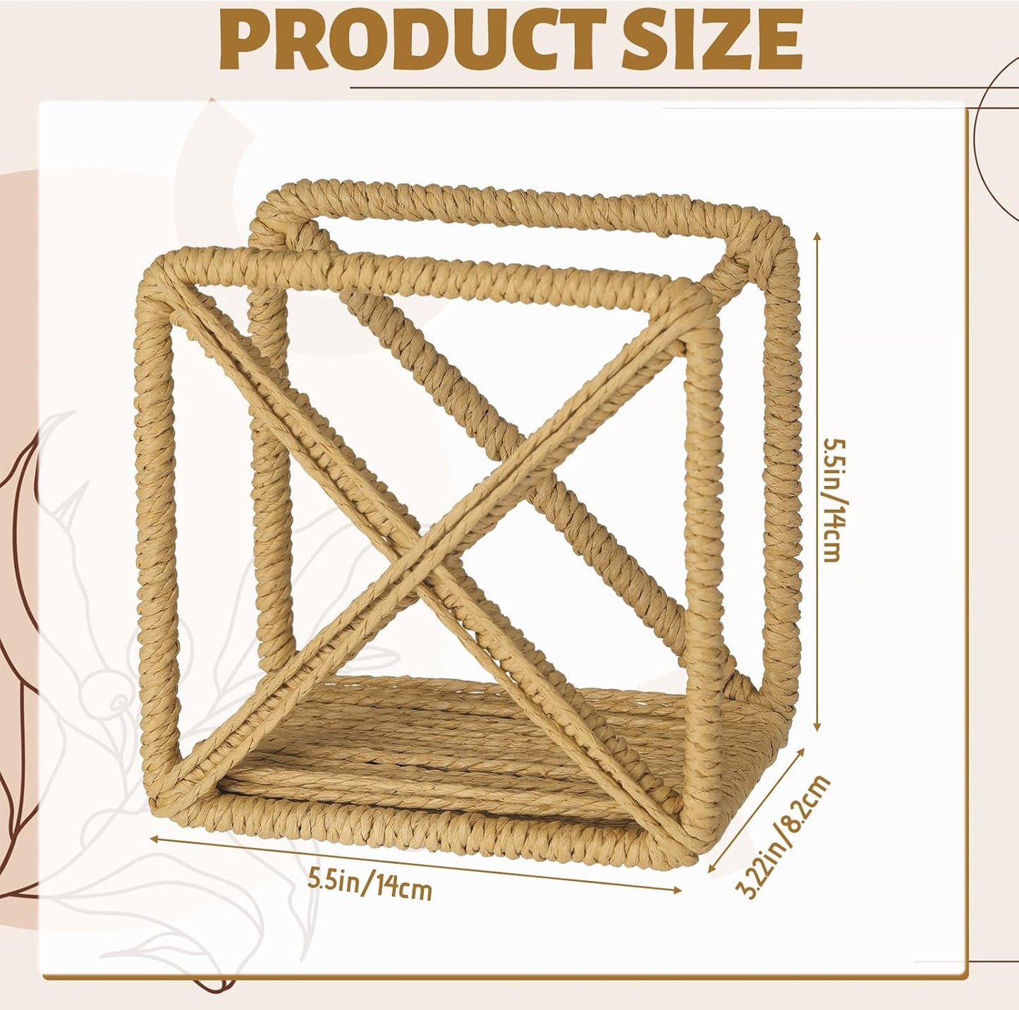 Rattan Napkin Holder Square Wicker Napkin Holder / Set of 2